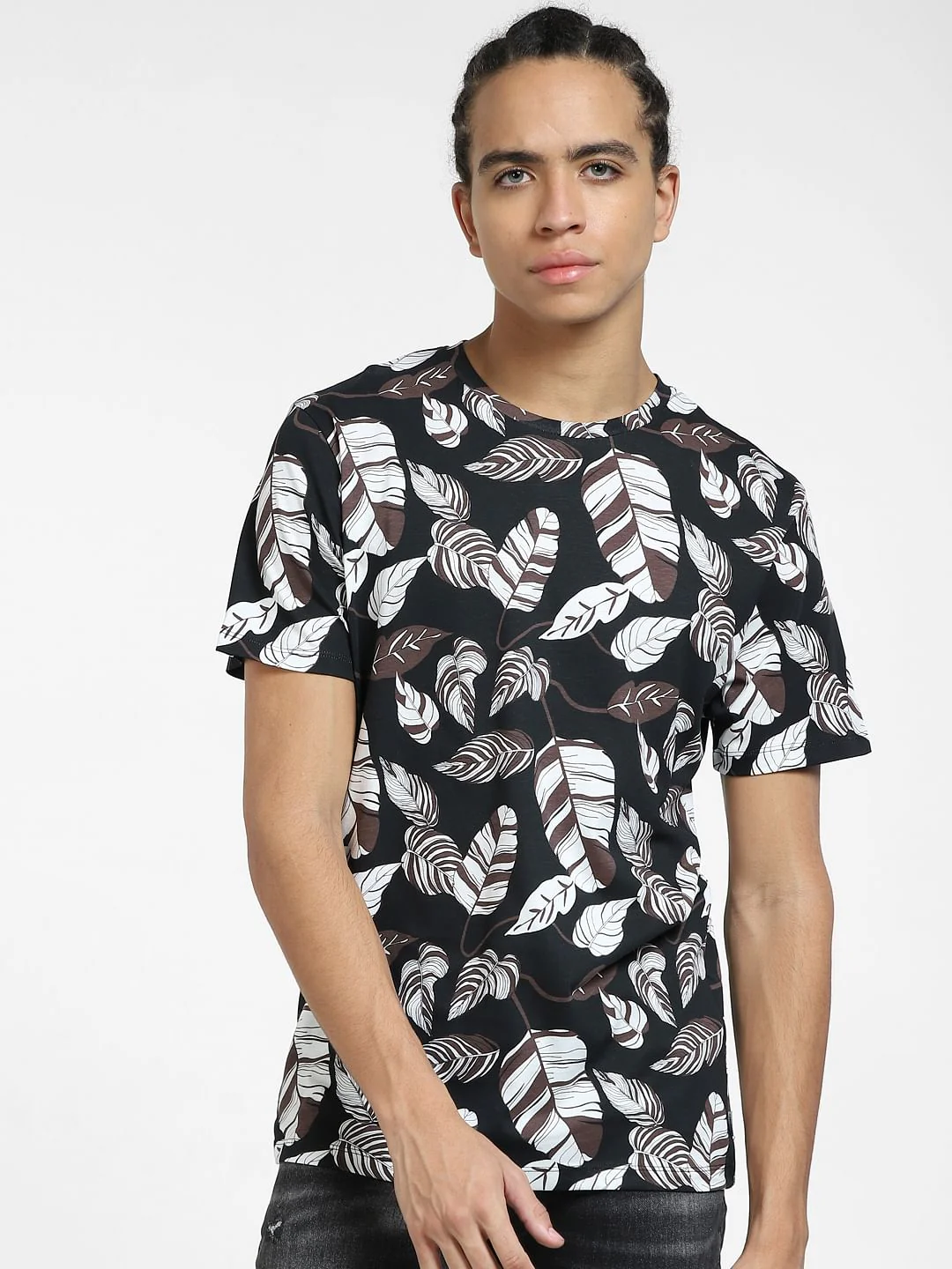 Black All Over Print Crew Neck T-shirt - Image 2