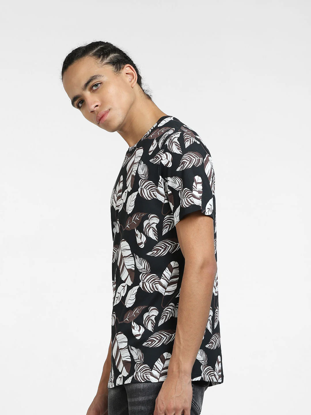 Black All Over Print Crew Neck T-shirt - Image 3