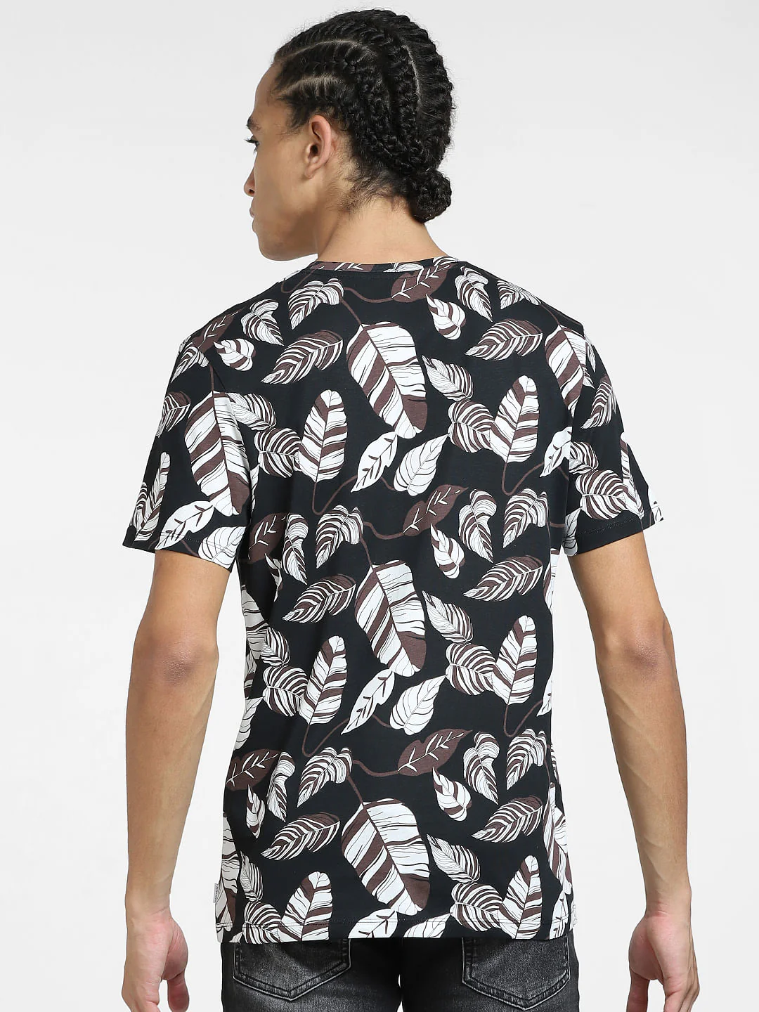Black All Over Print Crew Neck T-shirt - Image 4