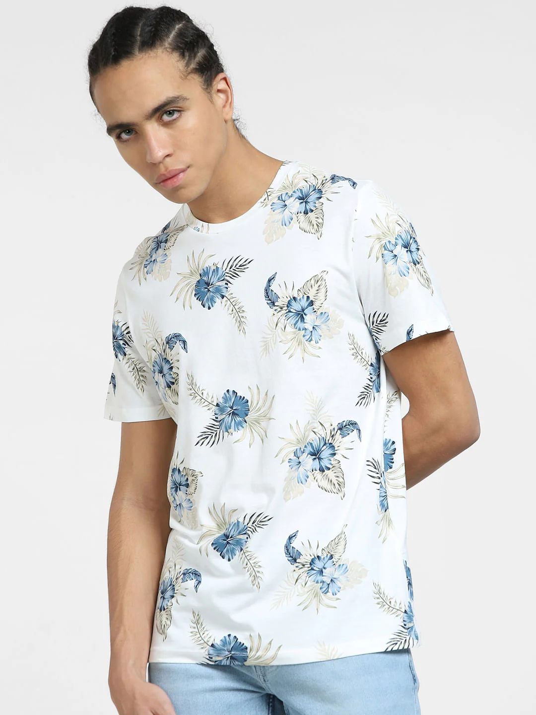 White All Over Print Crew Neck T-shirt - Image 2