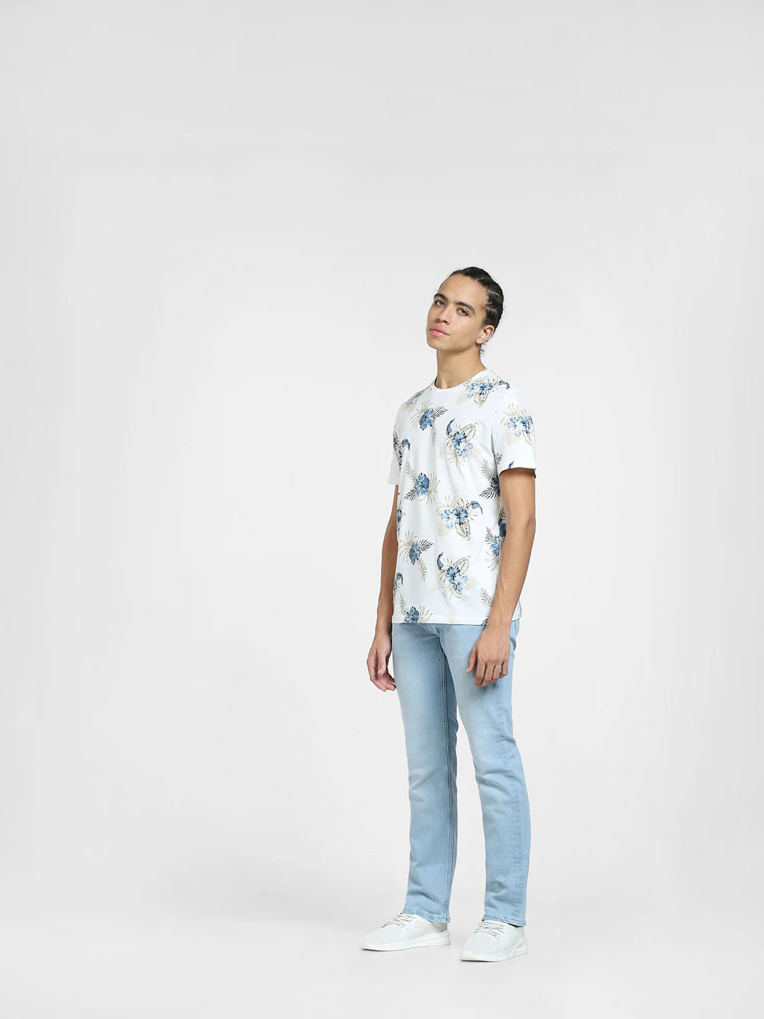 White All Over Print Crew Neck T-shirt - Image 6
