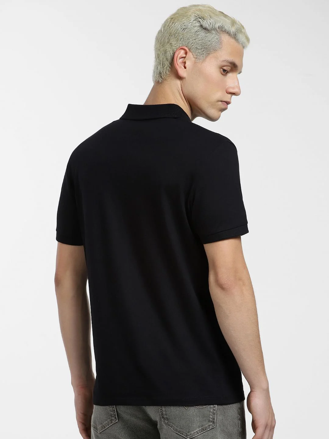 Black Logo Print Polo Neck T-shirt - Image 4