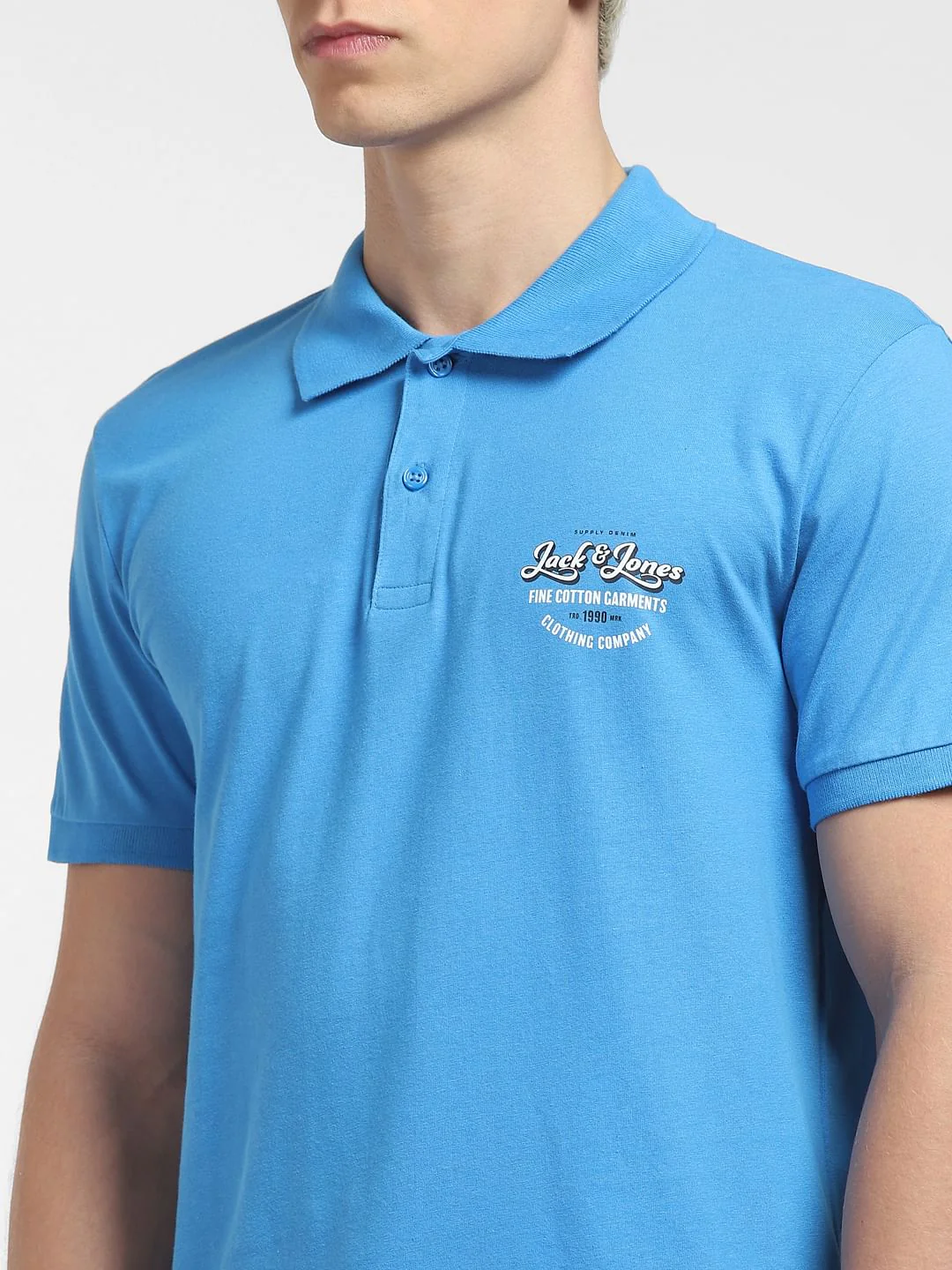 Blue Logo Print Polo T-shirt - Image 5