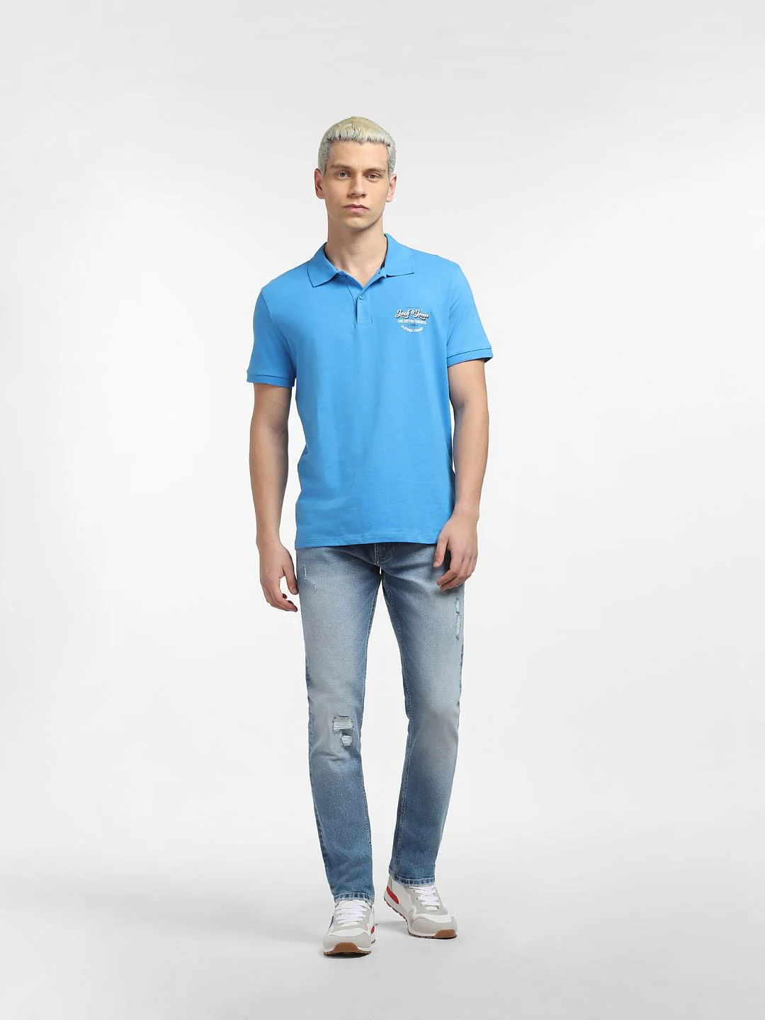 Blue Logo Print Polo T-shirt - Image 6