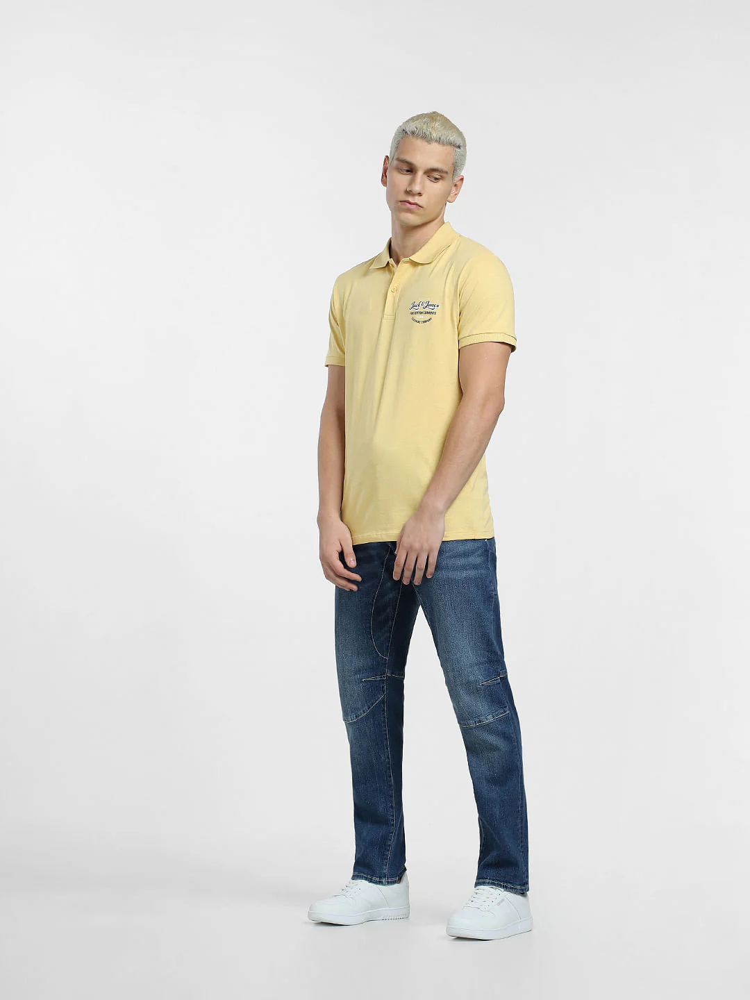 Yellow Logo Print Polo Neck T-shirt - Image 6