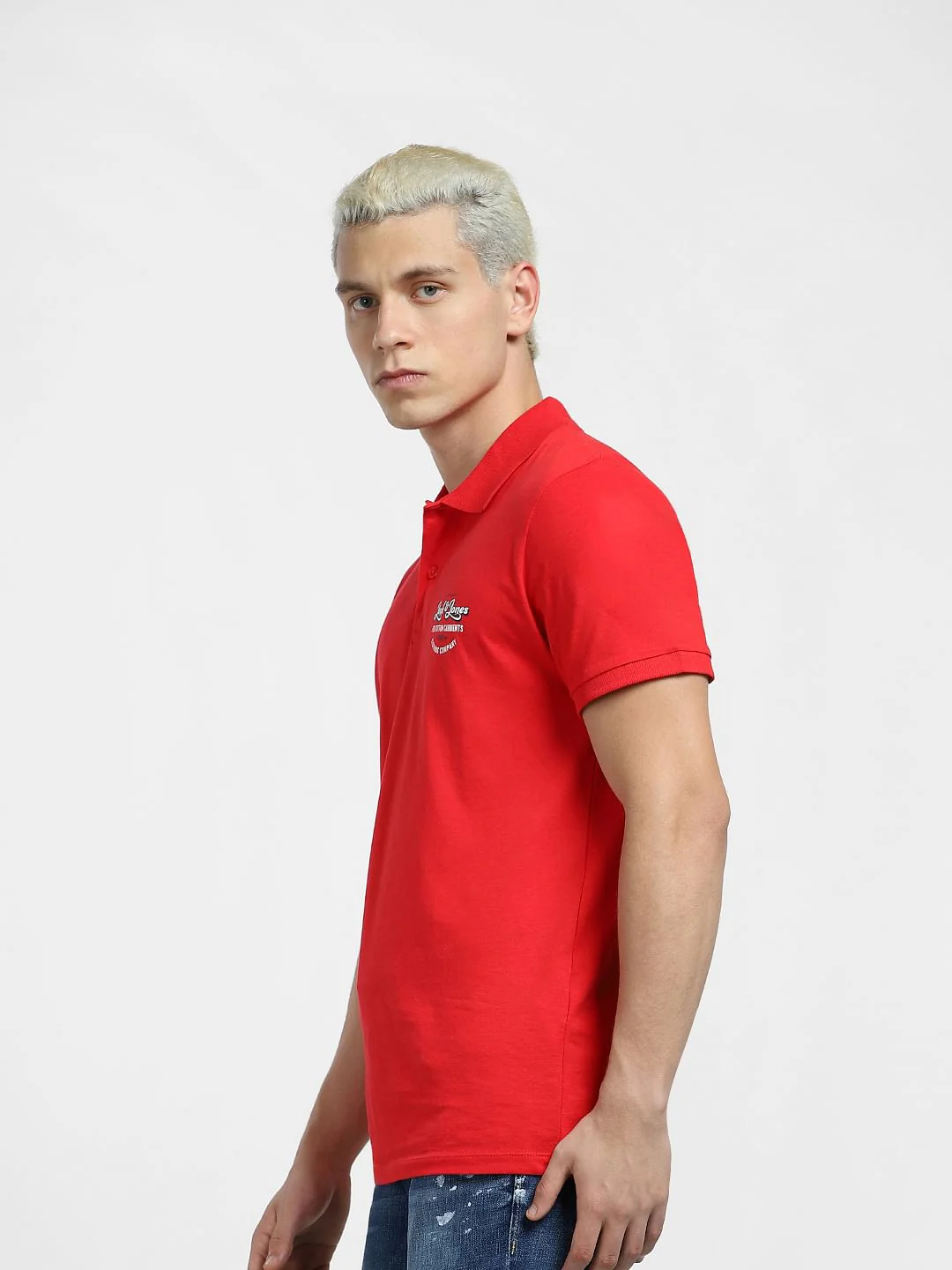 Red Logo Print Polo Neck T-shirt - Image 3