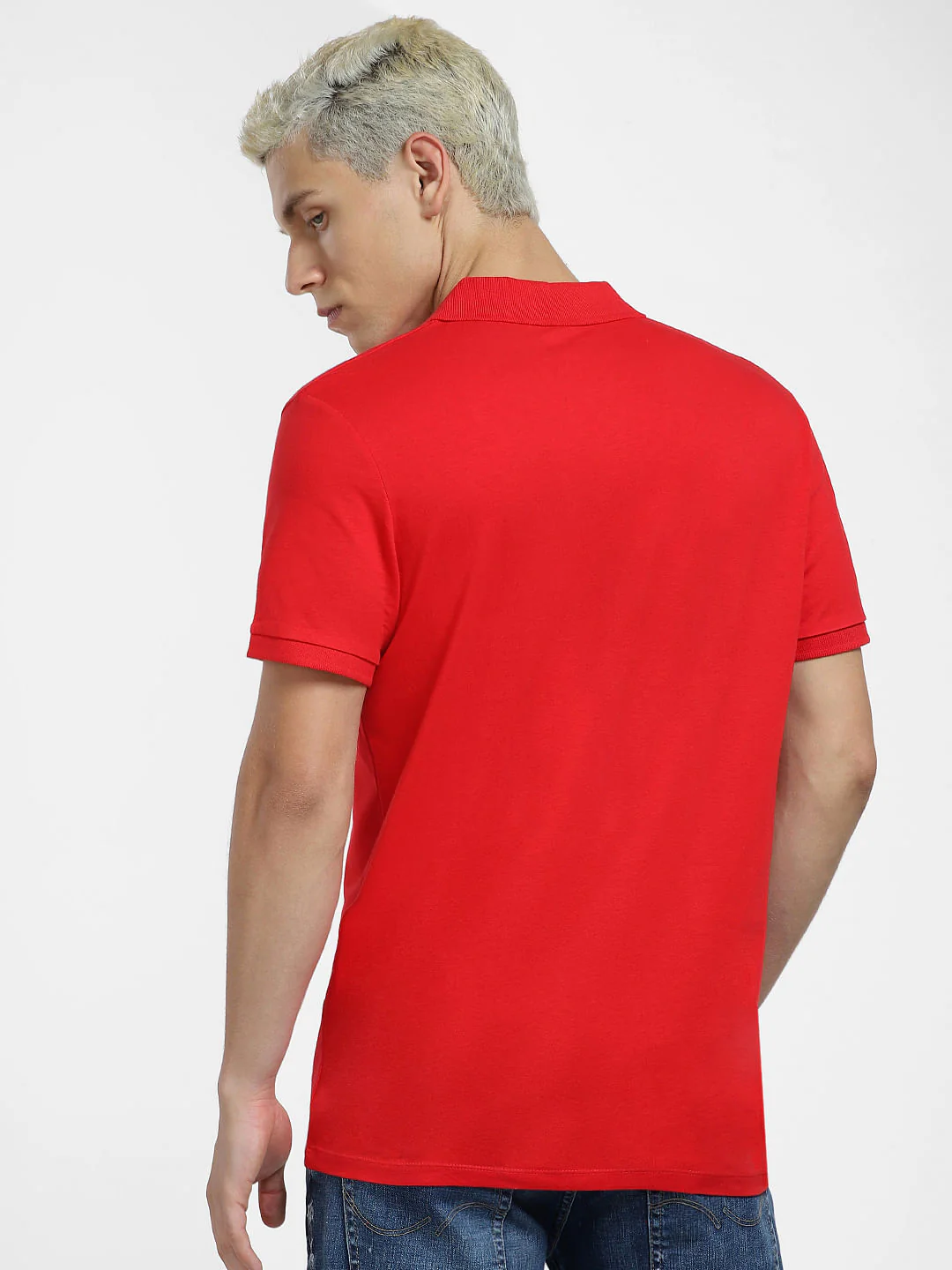 Red Logo Print Polo Neck T-shirt - Image 4