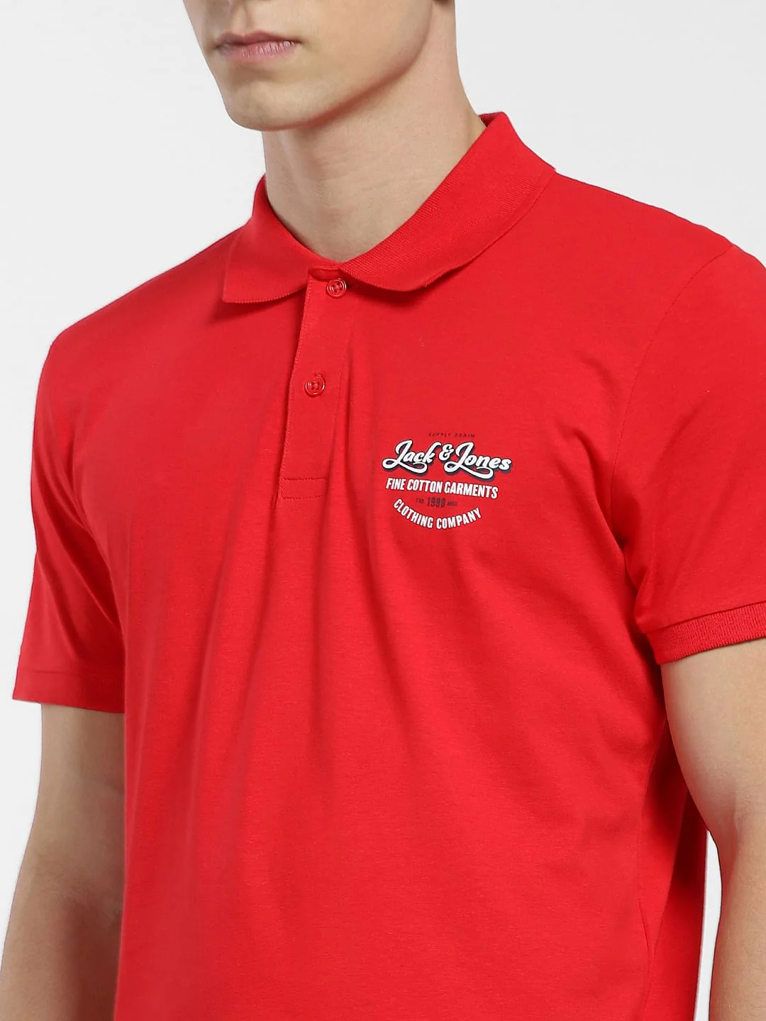 Red Logo Print Polo Neck T-shirt - Image 5