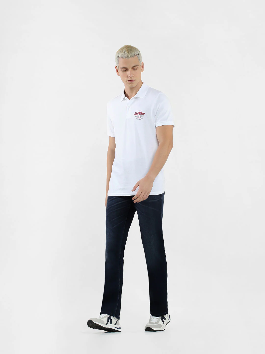 White Logo Print Polo Neck T-shirt - Image 6