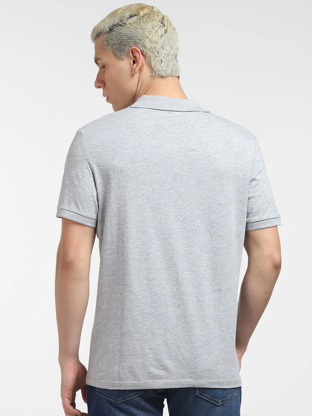 Grey Logo Print Polo T-shirt - Image 4