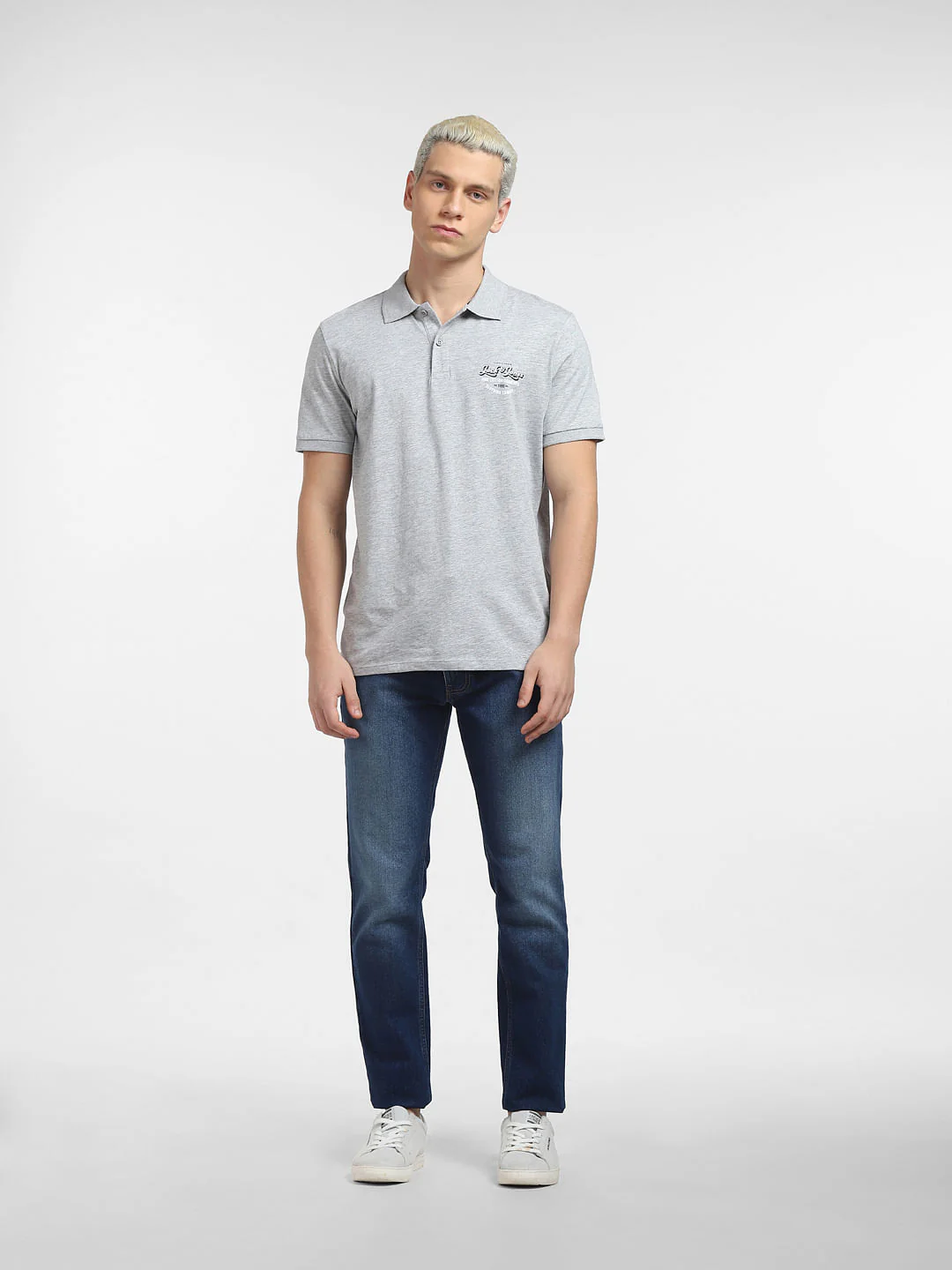 Grey Logo Print Polo T-shirt - Image 6