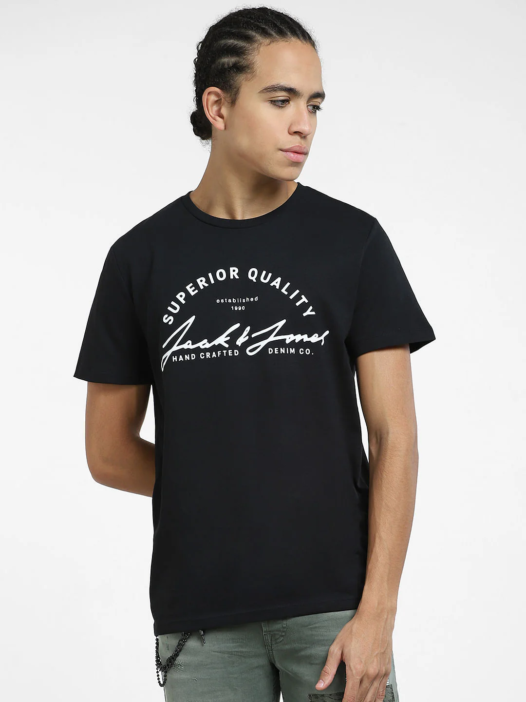 Black Logo Print Crew Neck T-shirt - Image 2