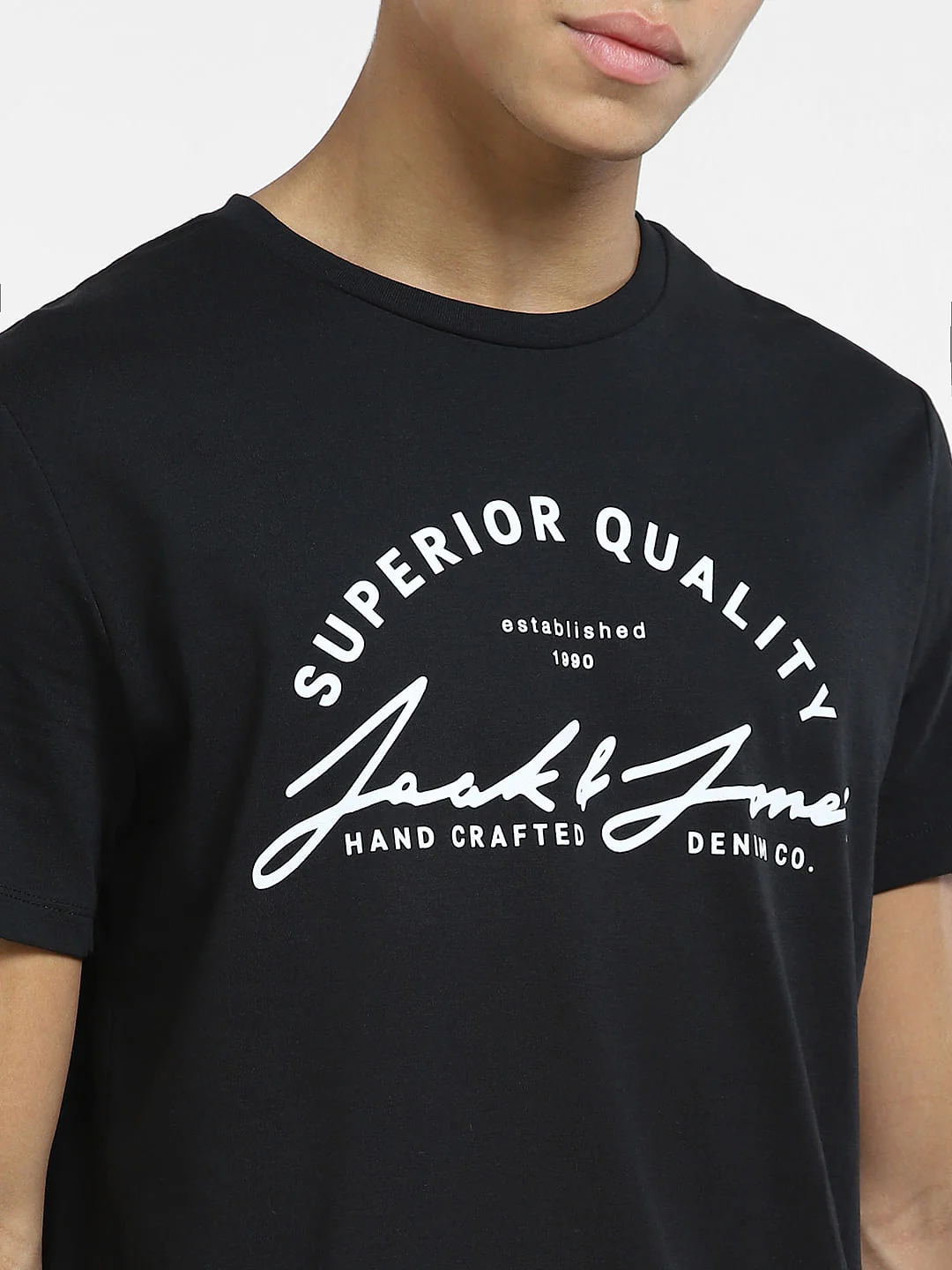 Black Logo Print Crew Neck T-shirt - Image 5