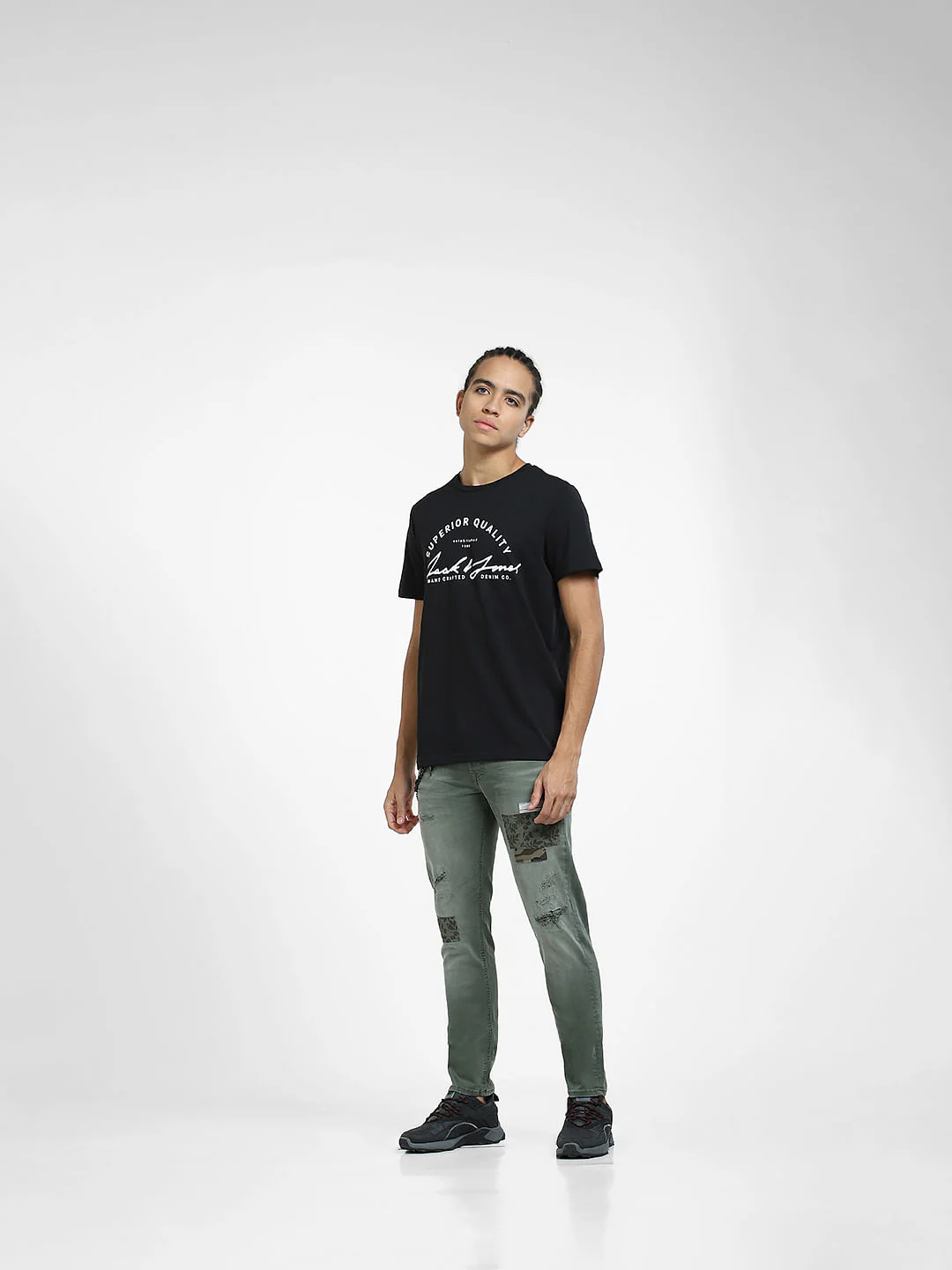 Black Logo Print Crew Neck T-shirt - Image 6