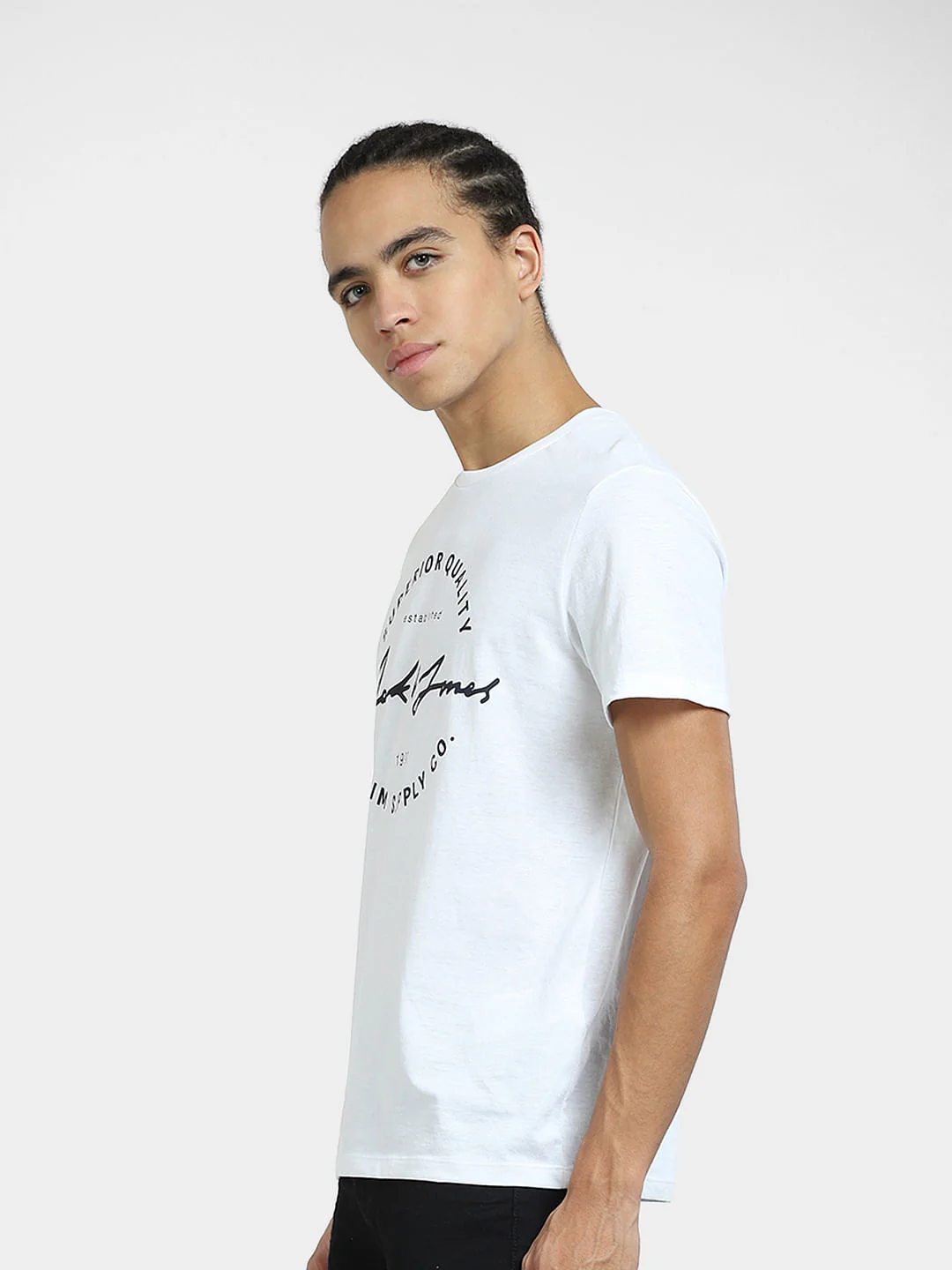 White Logo Print Crew Neck T-shirt - Image 3