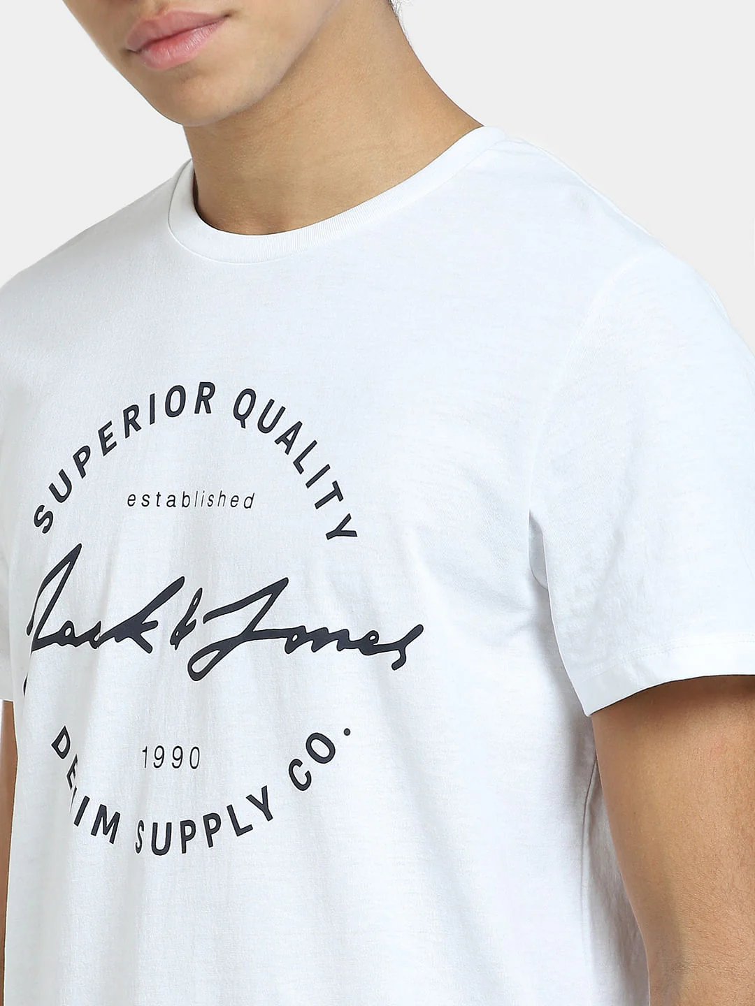 White Logo Print Crew Neck T-shirt - Image 5