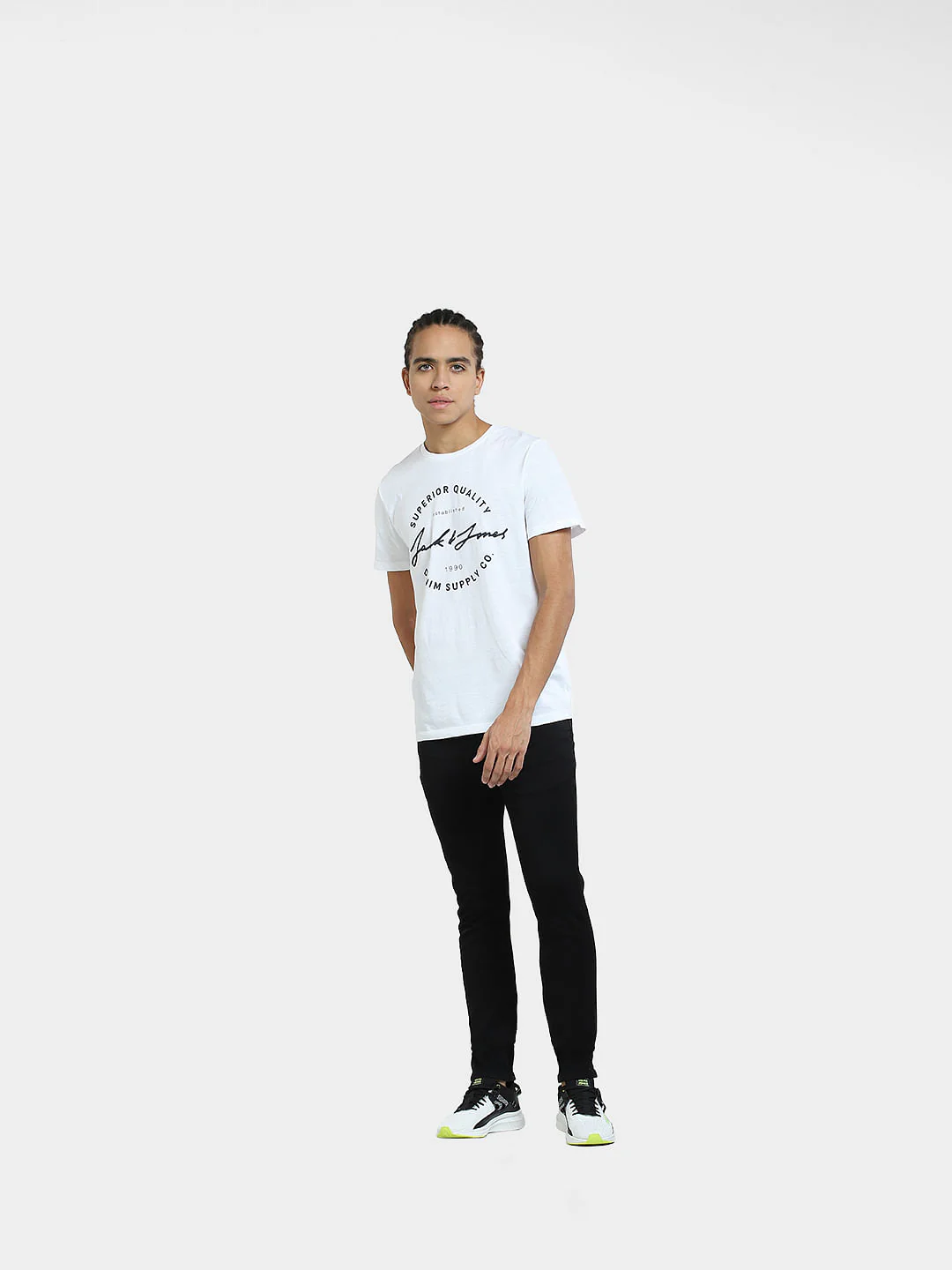 White Logo Print Crew Neck T-shirt - Image 6