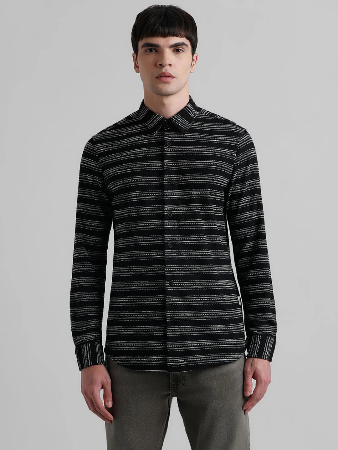 Black Embroidered Full Sleeves Shirt - Image 2