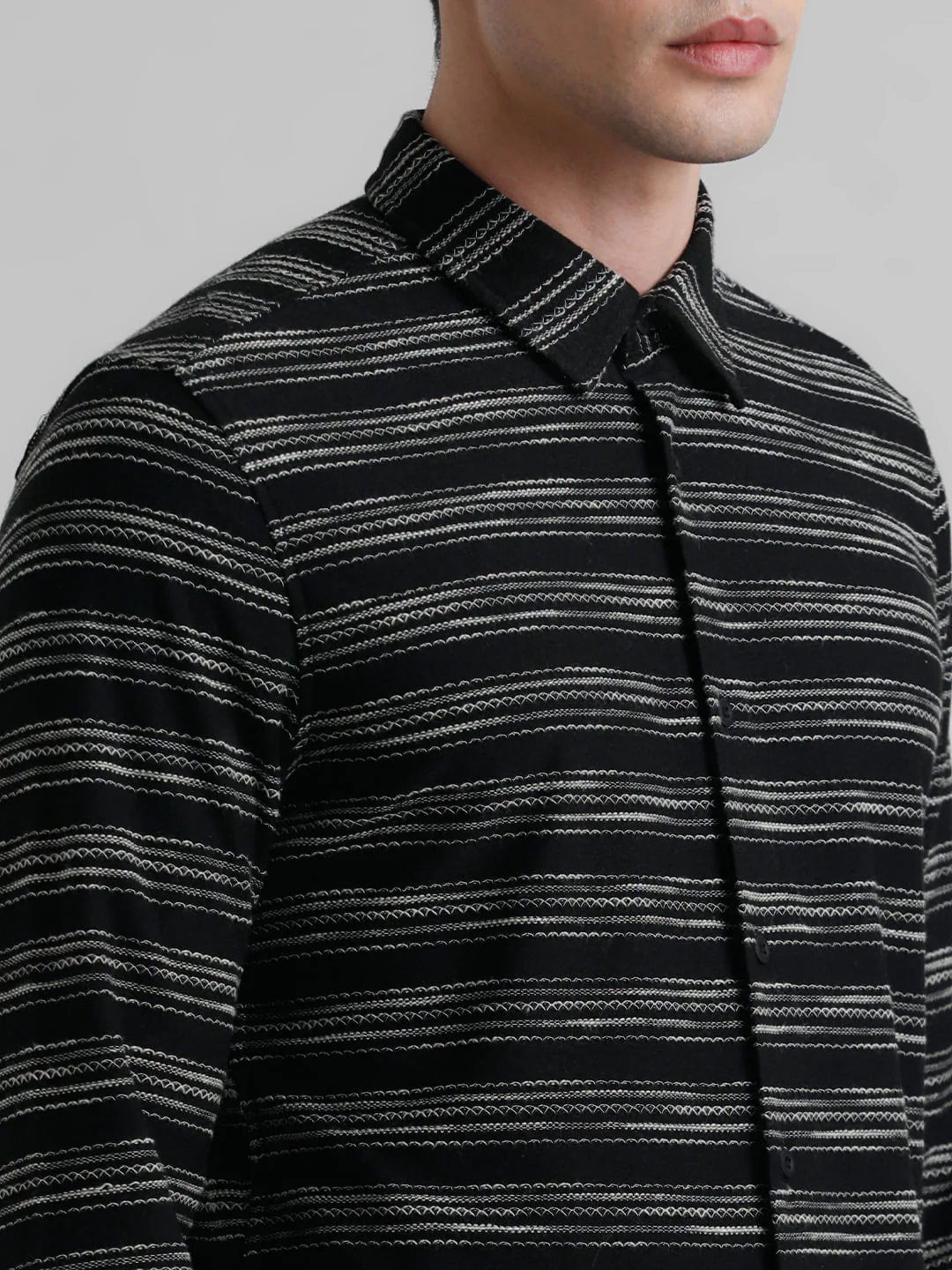 Black Embroidered Full Sleeves Shirt - Image 5