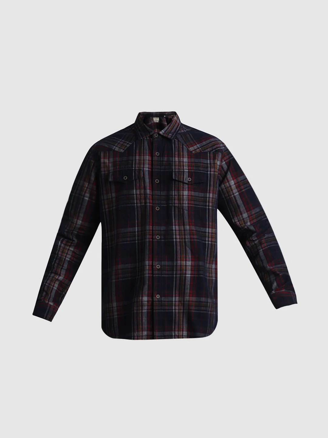 Navy Blue Check Full Sleeves Shirt - Image 7
