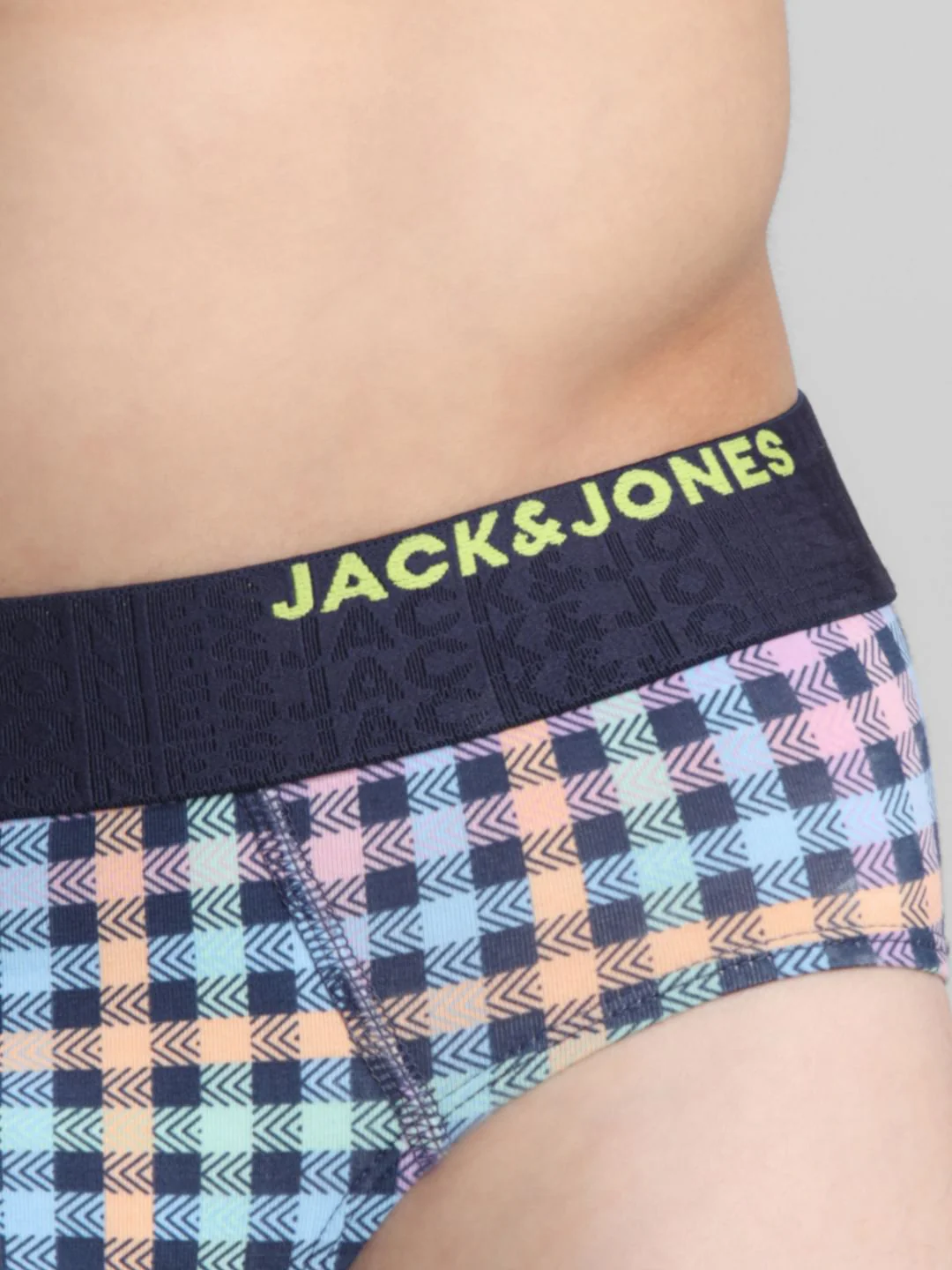Navy Blue Check Print Briefs - Image 4