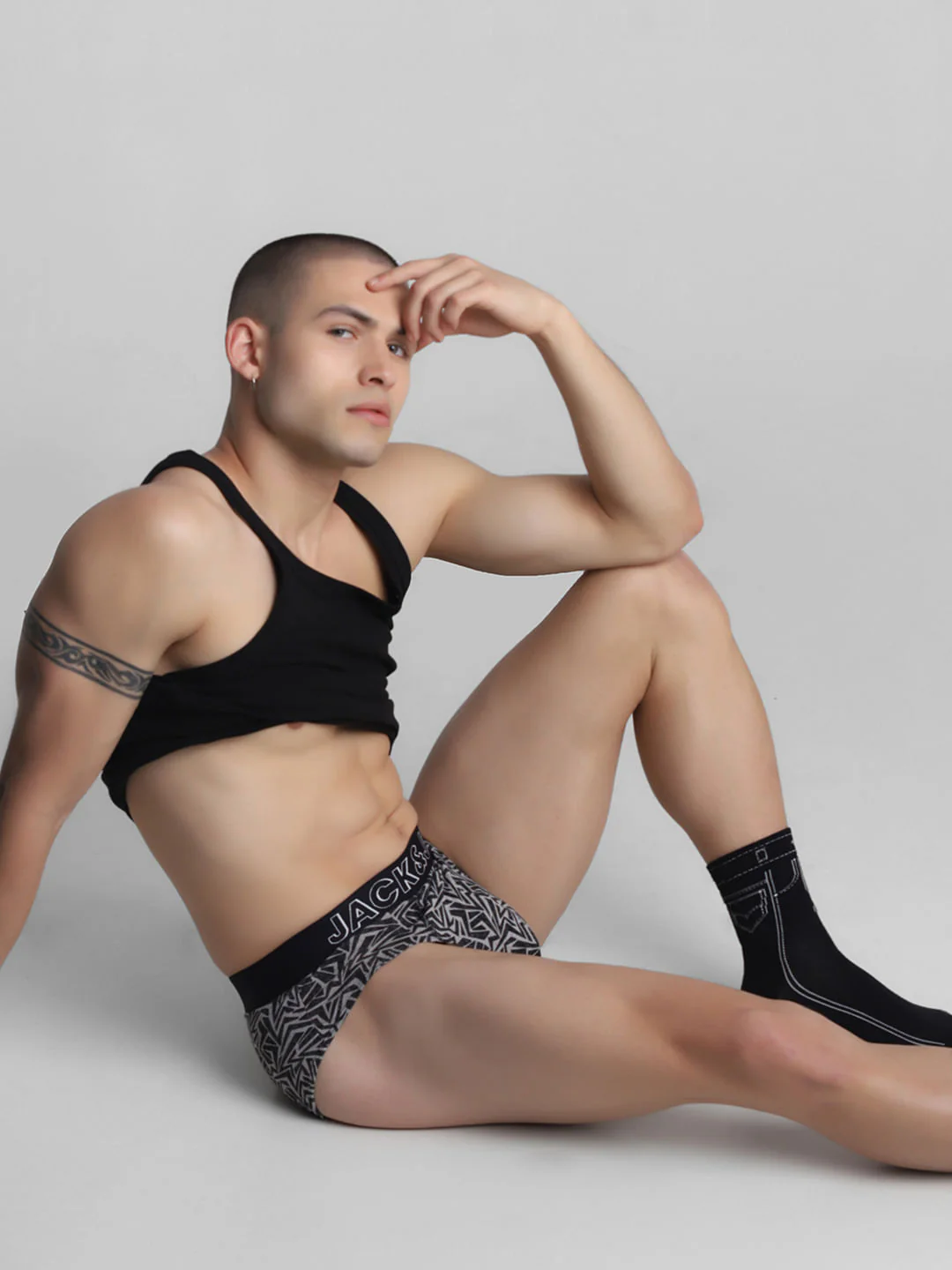 Black Zig-Zag Print Briefs - Image 5