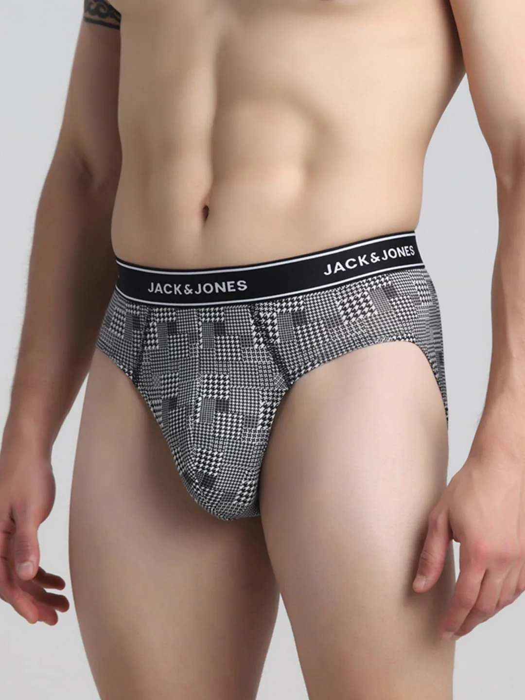 White Houndstooth Print Briefs - Image 2