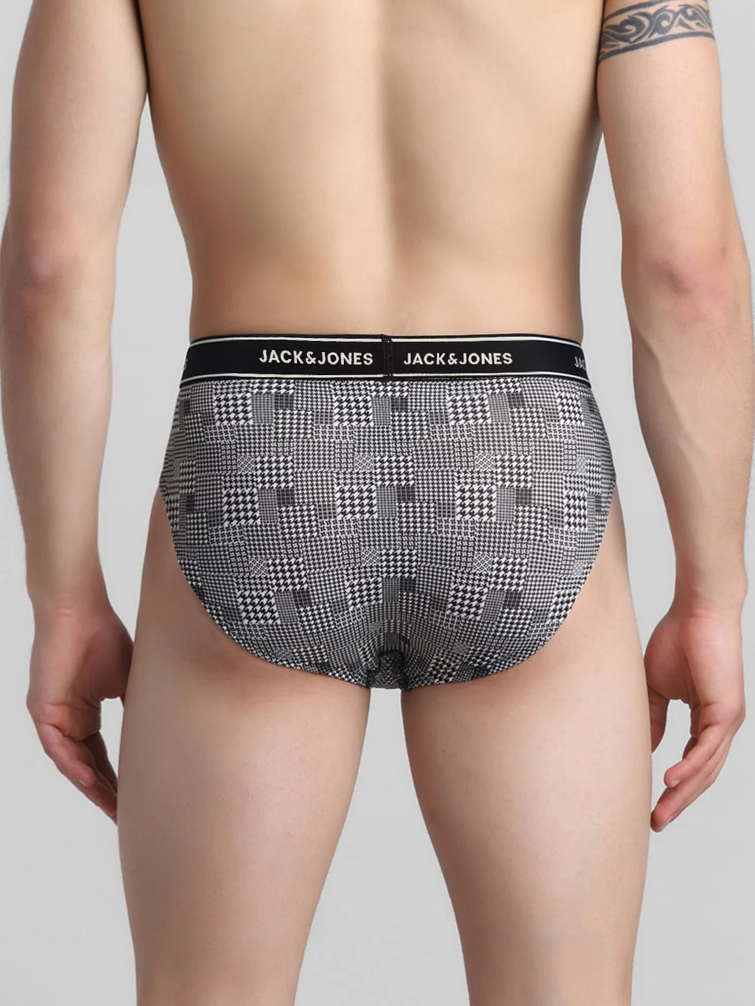 White Houndstooth Print Briefs - Image 3