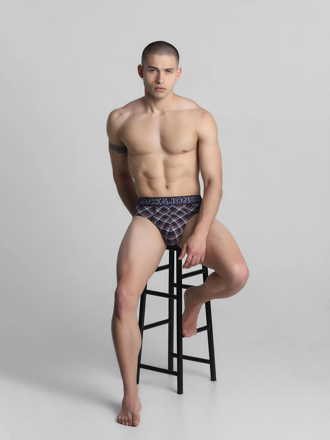 Navy Blue Tartan Check Briefs - Image 5