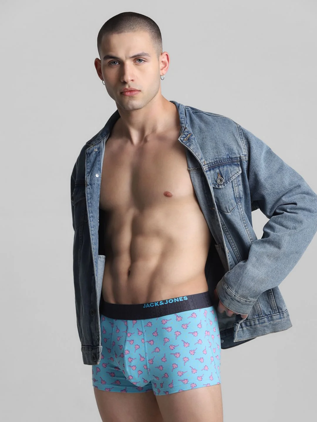 Blue Tropical Print Trunks - Image 5