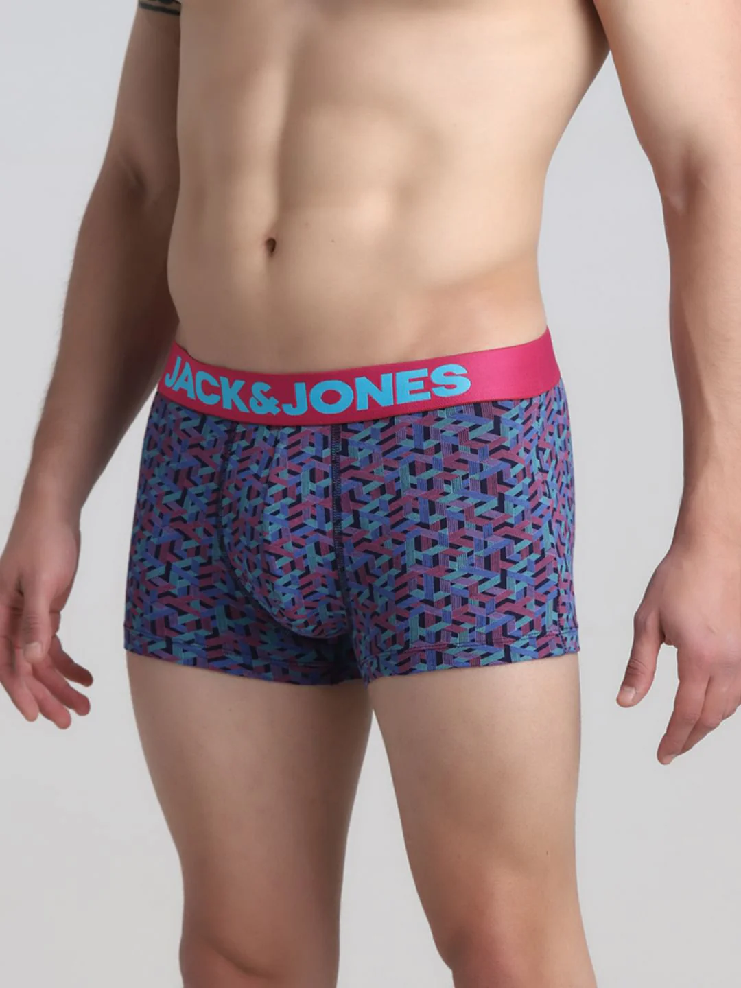 Navy Blue Abstract Print Trunks - Image 2