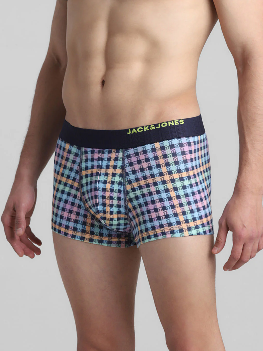 Navy Blue Check Print Trunks - Image 2
