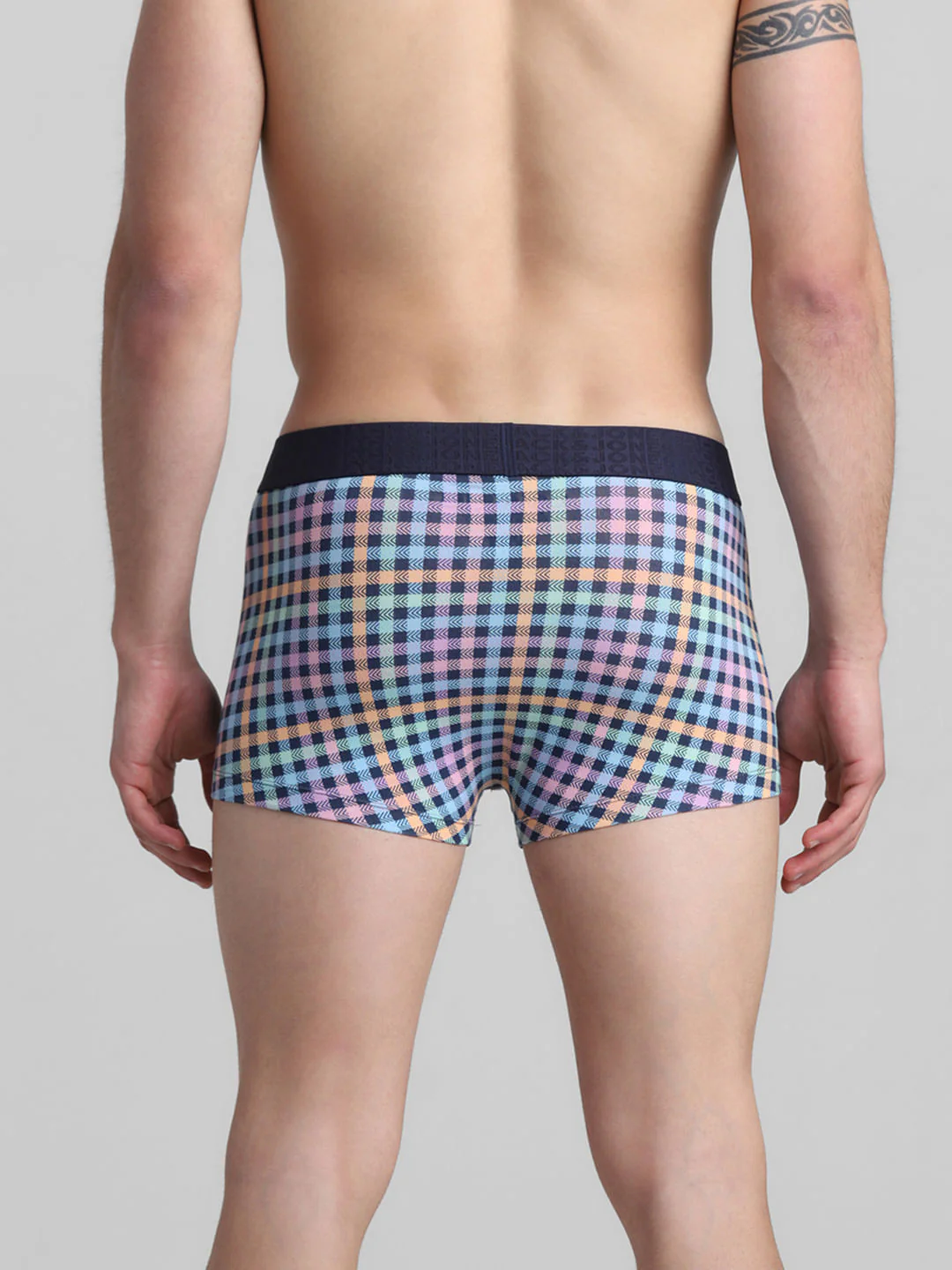 Navy Blue Check Print Trunks - Image 3