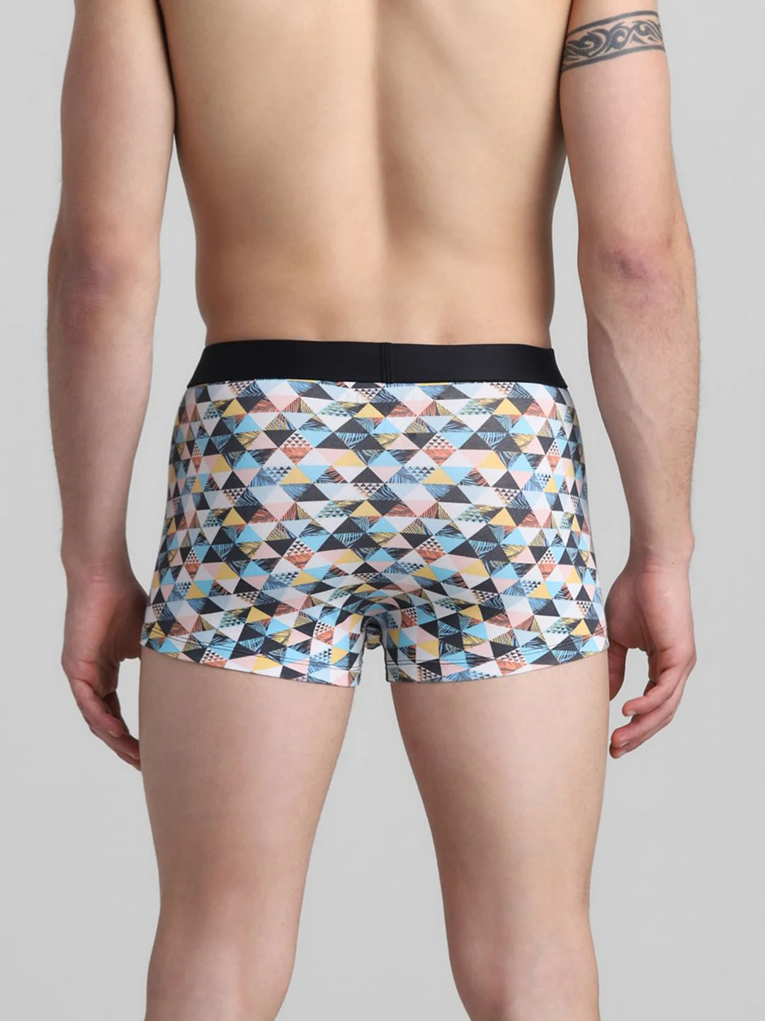 White Tropical Check Print Trunks - Image 3
