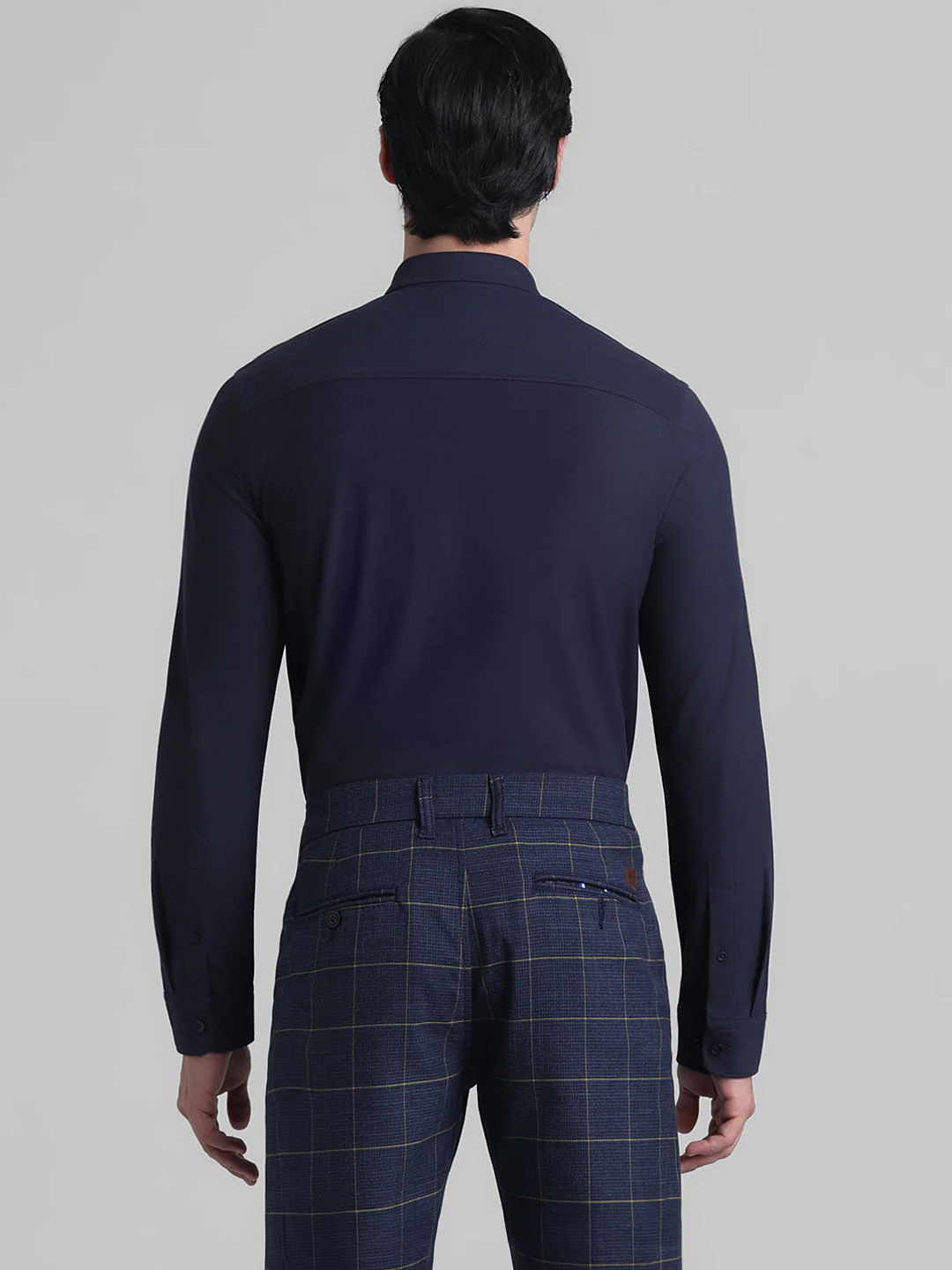Navy Blue Knitted Full Sleeves Shirt - Image 4