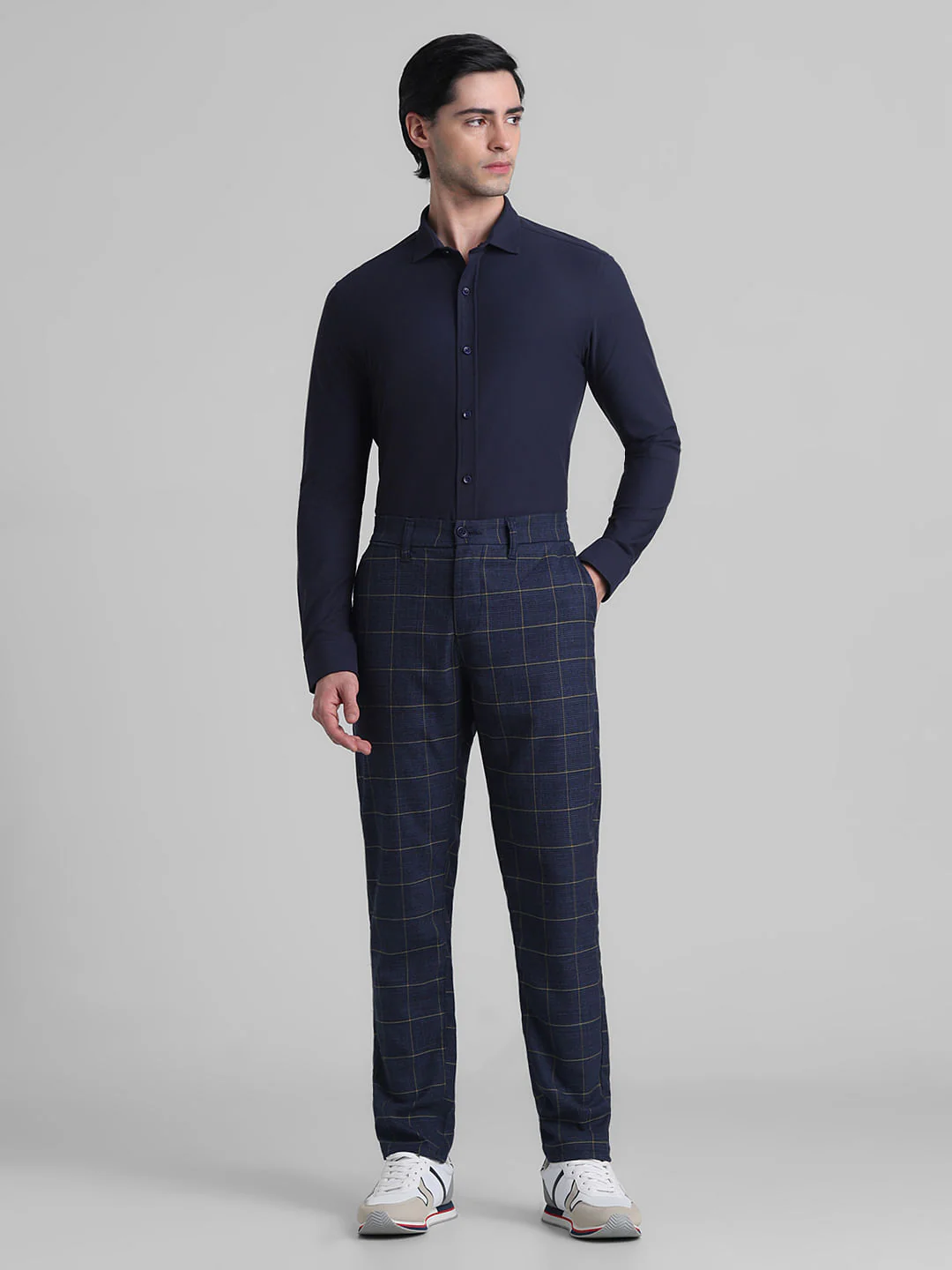 Navy Blue Knitted Full Sleeves Shirt - Image 6