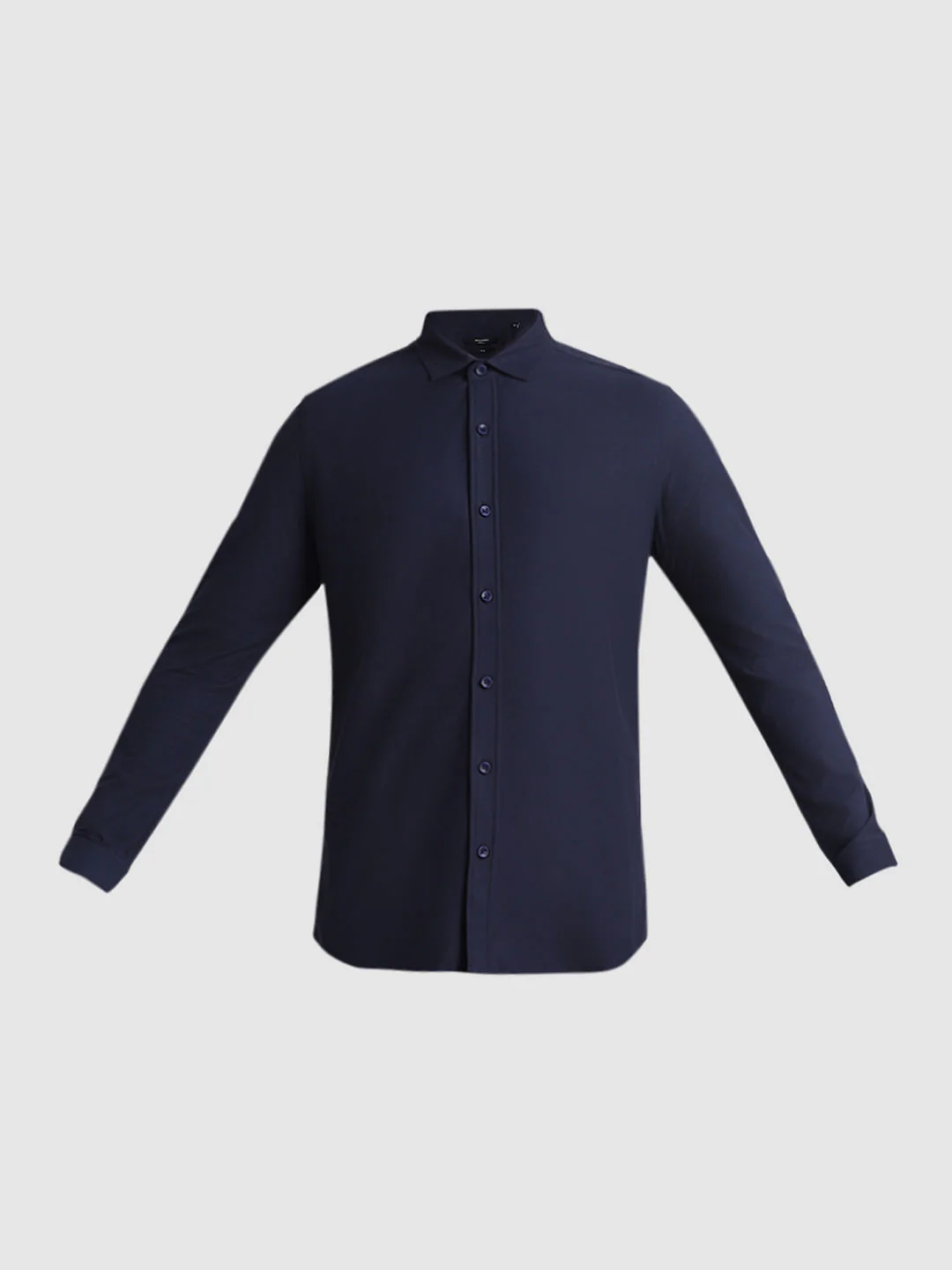 Navy Blue Knitted Full Sleeves Shirt - Image 7