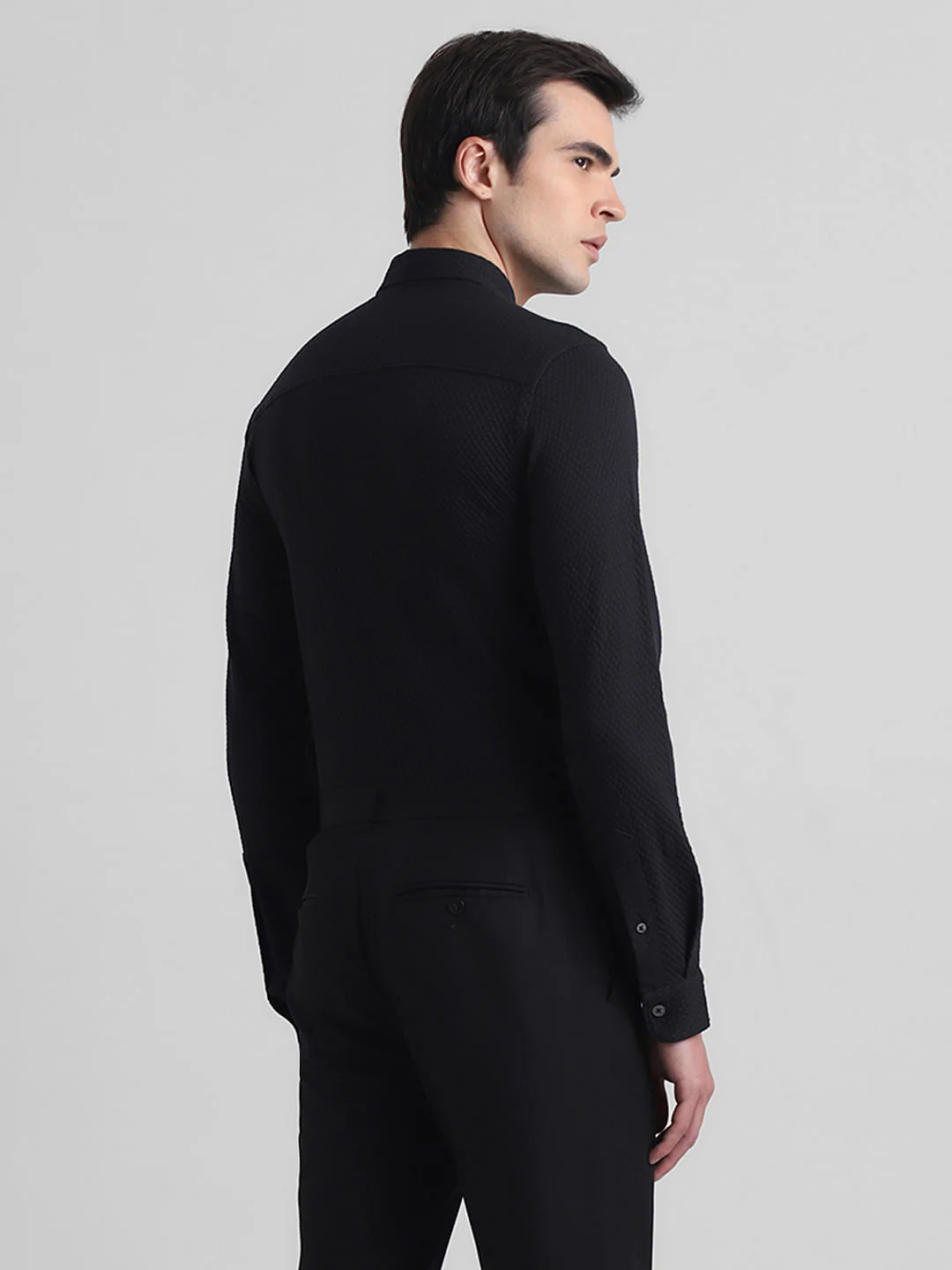 Black Knitted Full Sleeves Shirt - Image 4