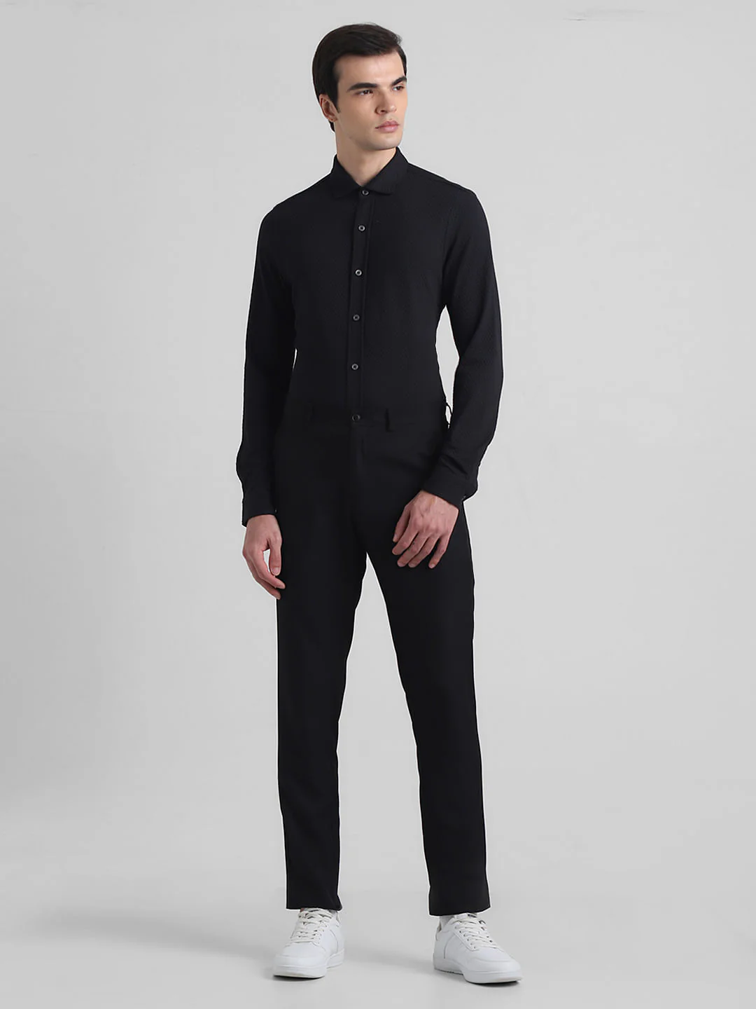 Black Knitted Full Sleeves Shirt - Image 6