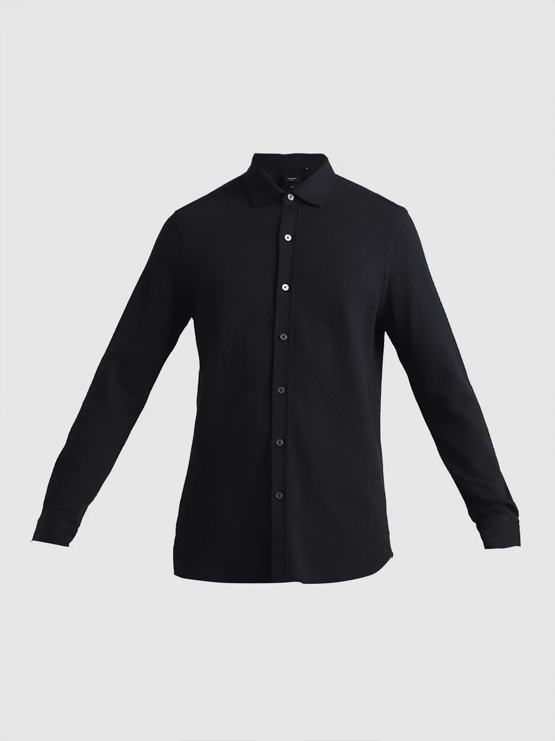 Black Knitted Full Sleeves Shirt - Image 7
