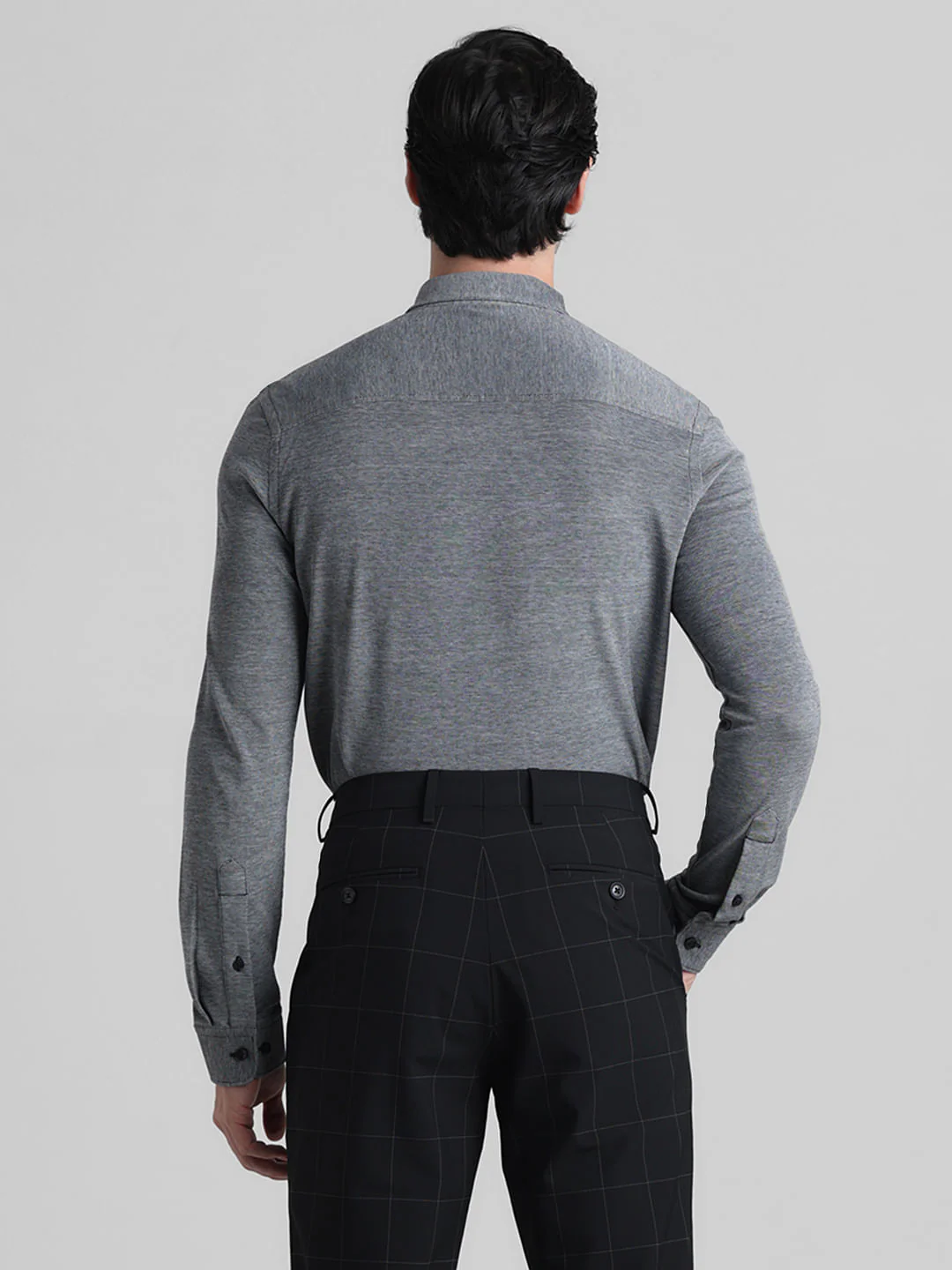 Grey Knitted Full Sleeves Shirt - Image 4