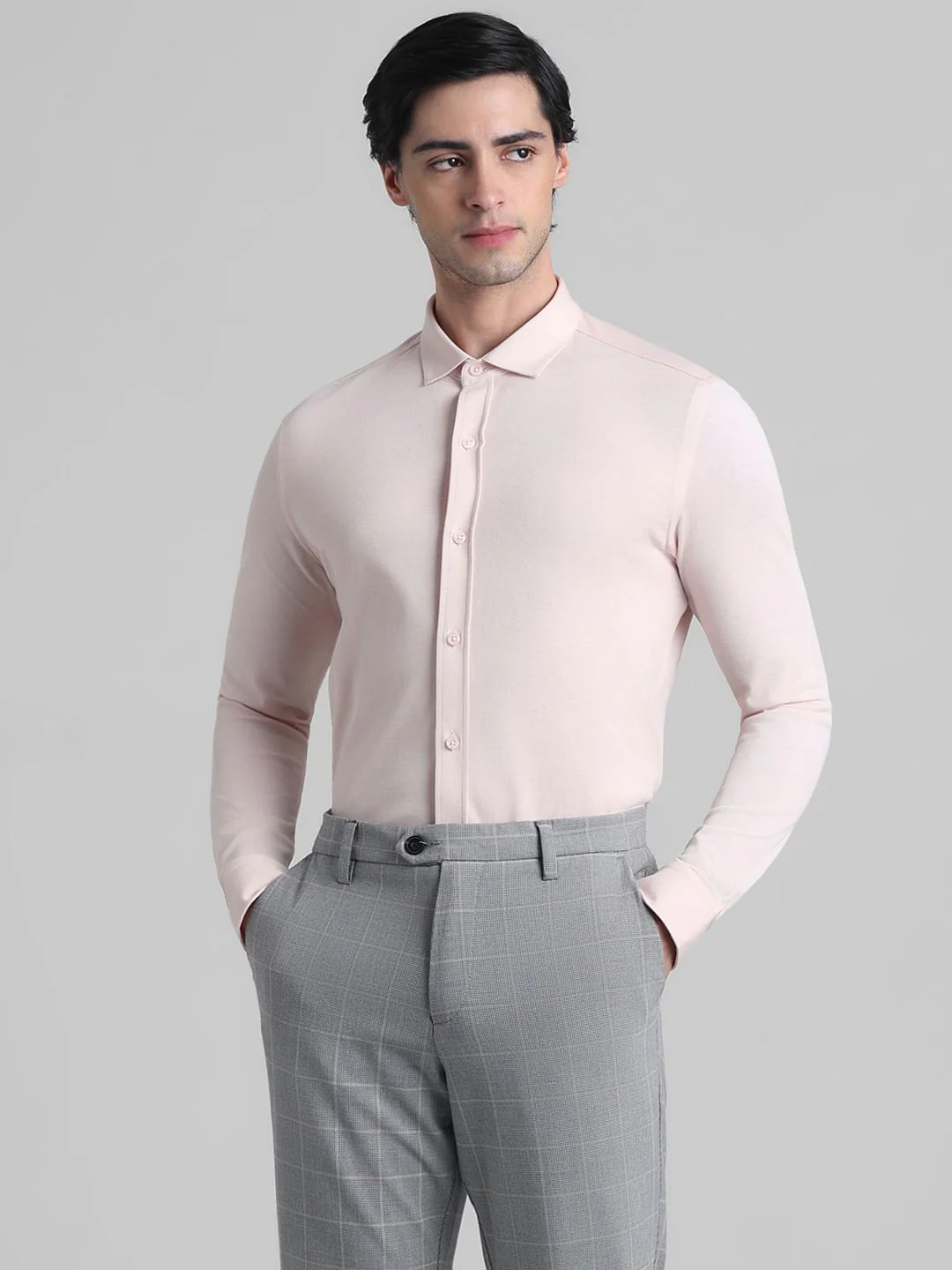 Light Pink Knitted Full Sleeves Shirt - Image 2