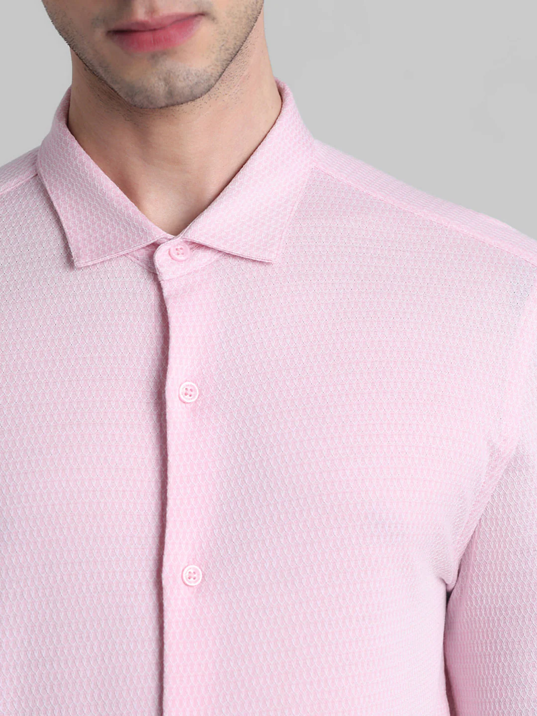 Light Pink Knitted Full Sleeves Shirt - Image 5