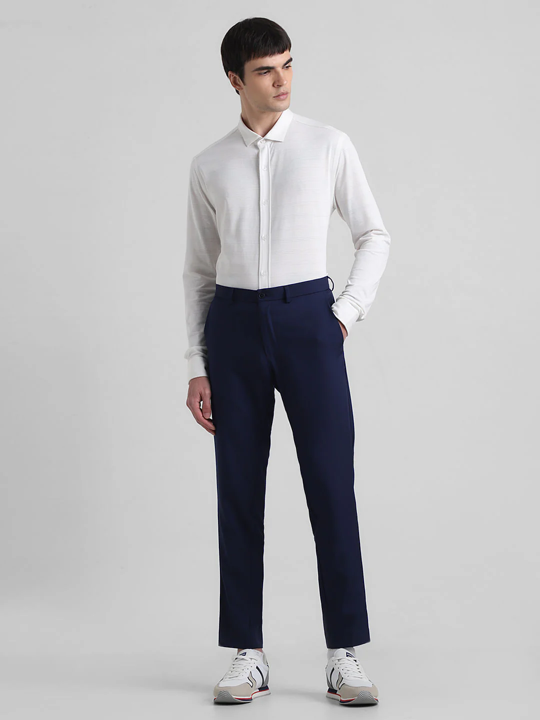 White Knitted Full Sleeves Shirt - Image 6