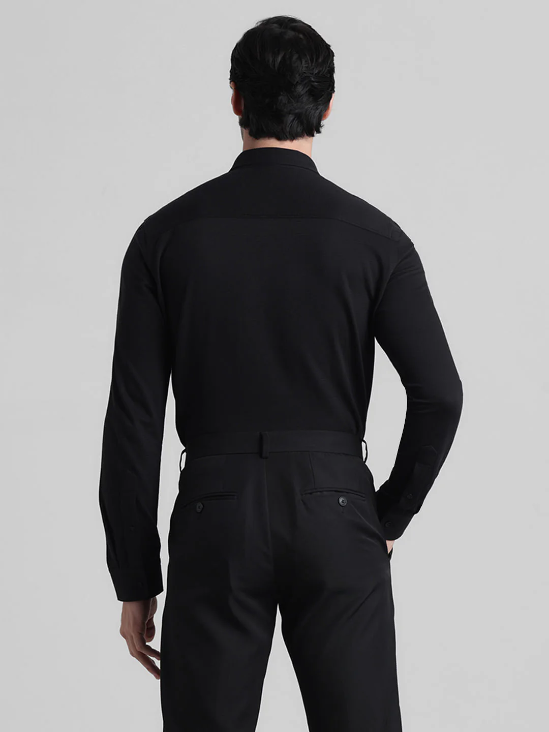 Black Knitted Full Sleeves Shirt - Image 4