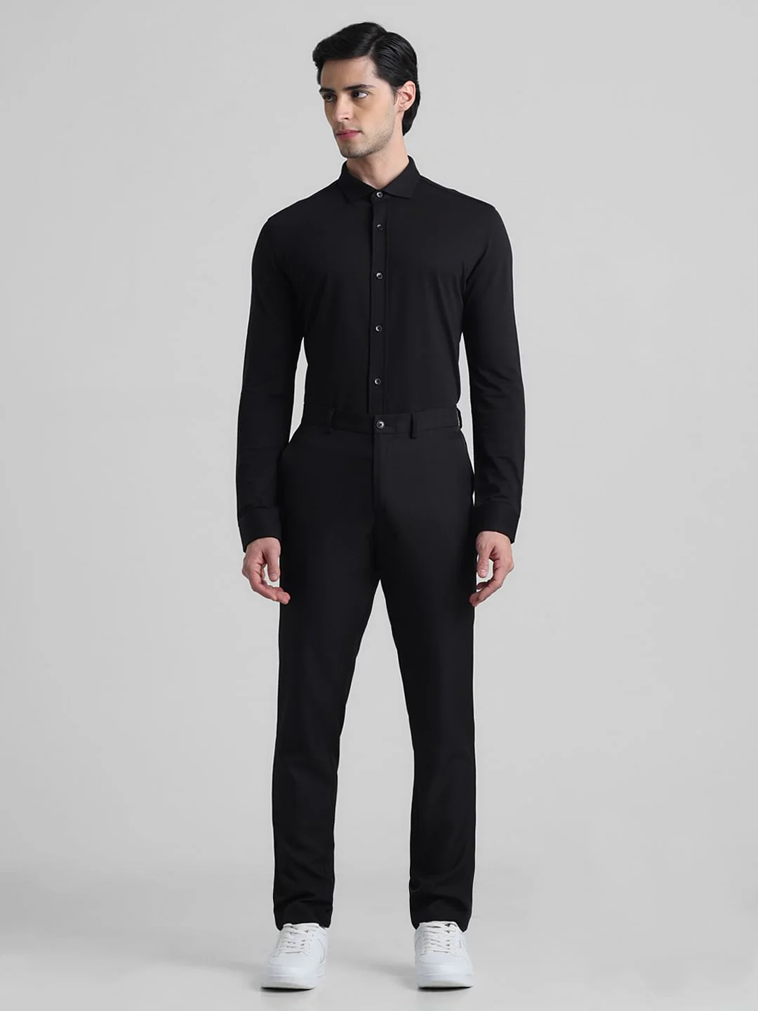 Black Knitted Full Sleeves Shirt - Image 6