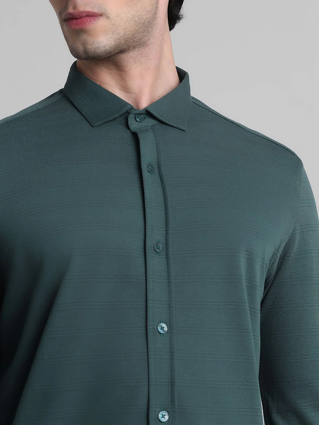 Dark Green Knitted Full Sleeves Shirt - Image 5