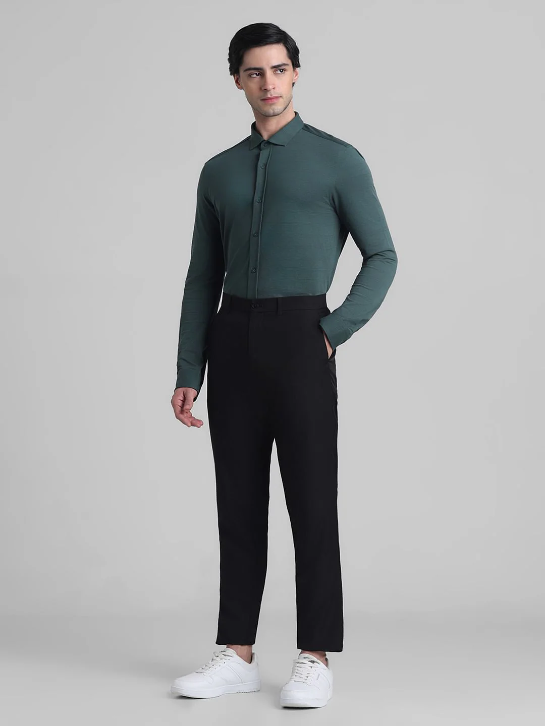 Dark Green Knitted Full Sleeves Shirt - Image 6