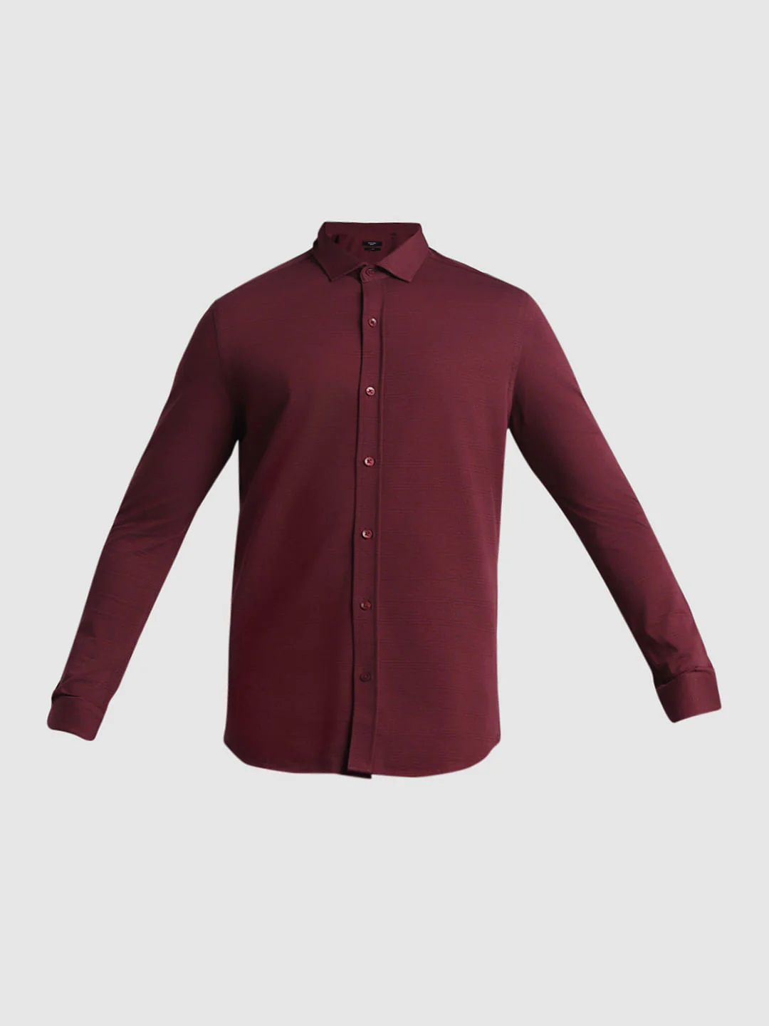 Dark Red Knitted Full Sleeves Shirt - Image 7