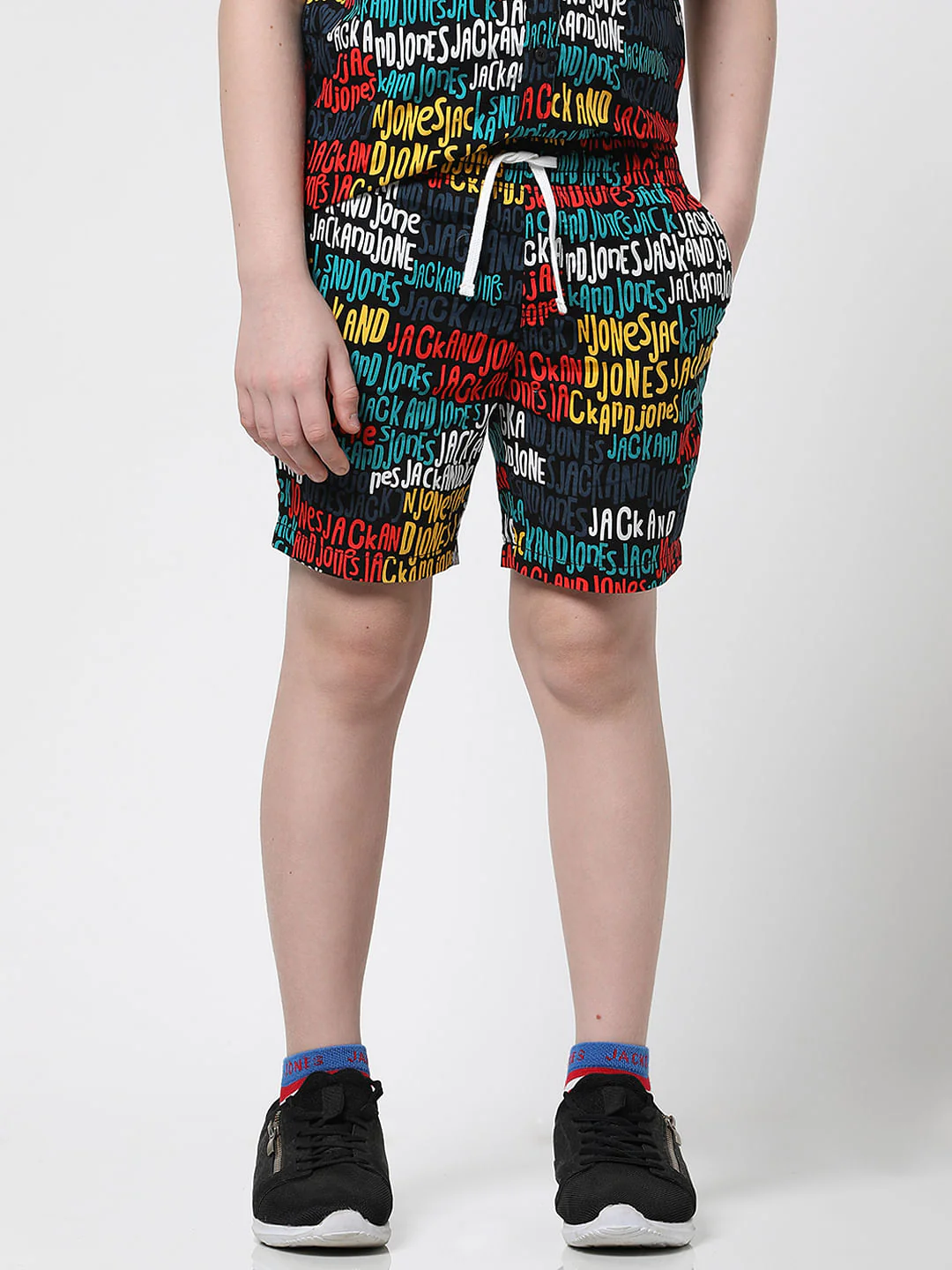 Boys Blue Logo Print Co-ord Set Shorts - Image 2